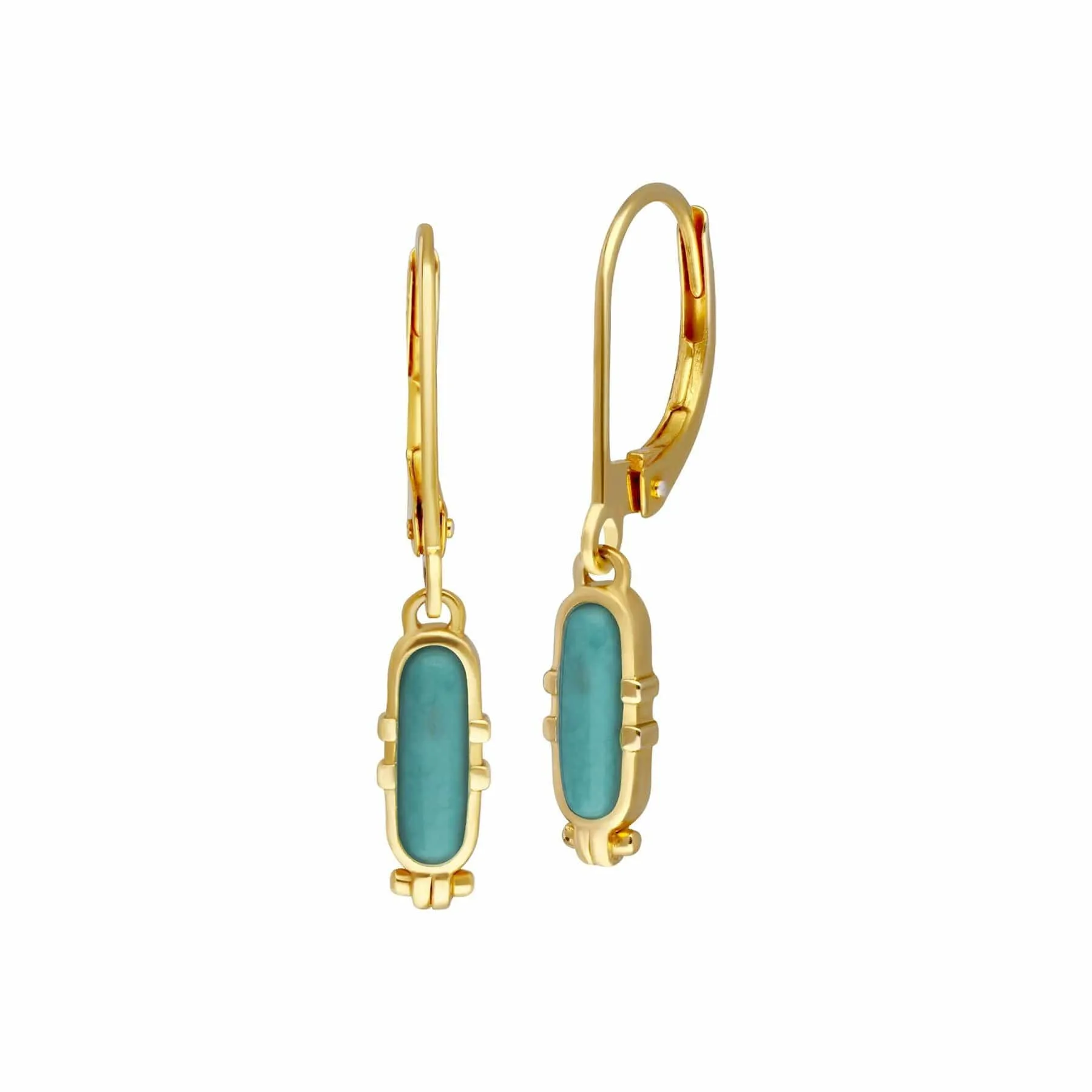 ECFEW™ Turquoise Talisman Hoop Earrings in Gold Plated Sterling Silver sold by Gemondo Jewellery