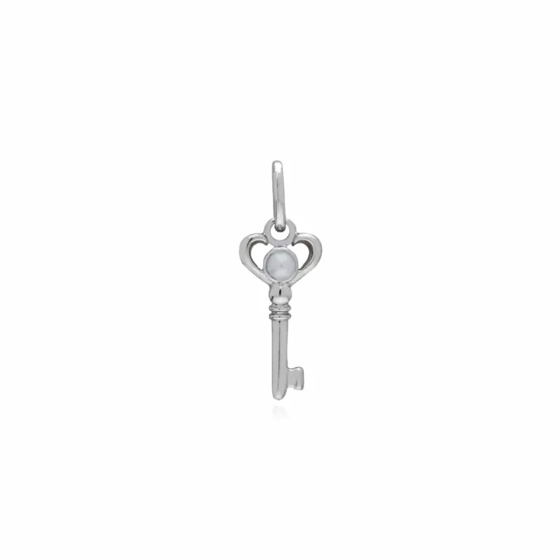 Gemondo Sterling Silver Pearl Small Key Charm sold by Gemondo Jewellery