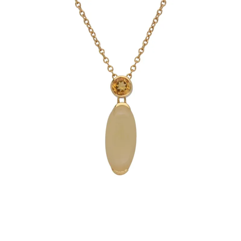 Kosmos Oval Citrine & Opal Necklace in Gold Plated Sterling Silver sold by Gemondo Jewellery
