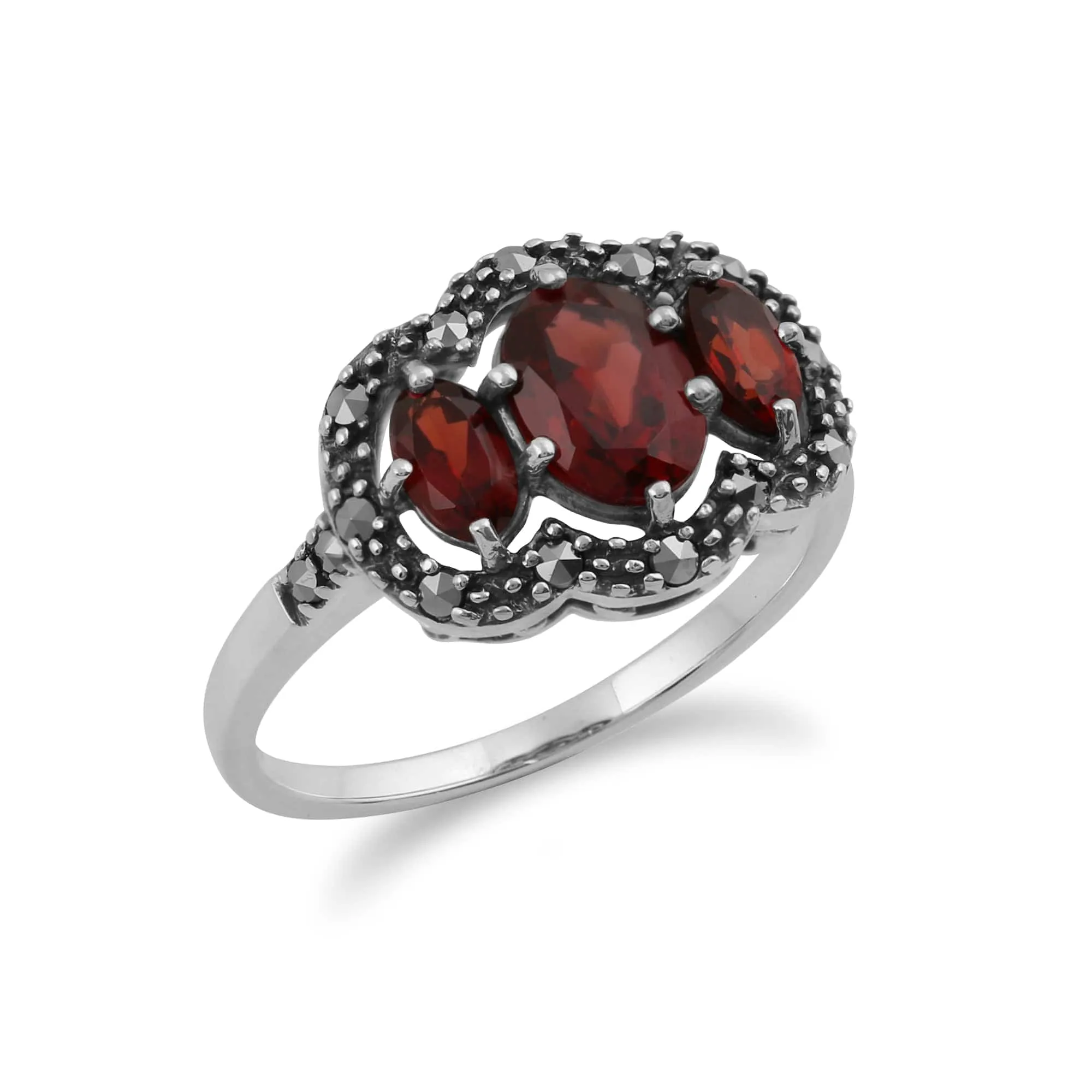 Gemondo Sterling Silver Garnet & Marcasite Ring sold by Gemondo Jewellery product image thumbnail 2