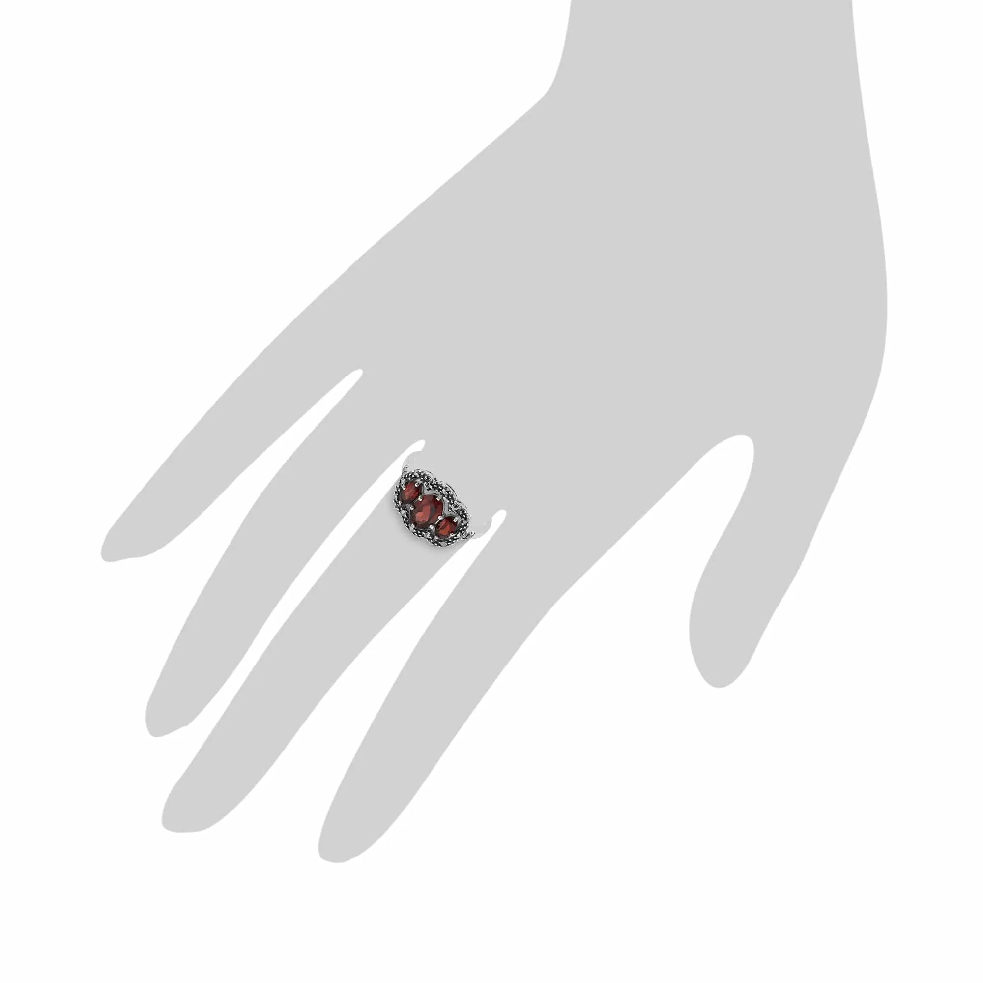 Gemondo Sterling Silver Garnet & Marcasite Ring sold by Gemondo Jewellery product image thumbnail 3