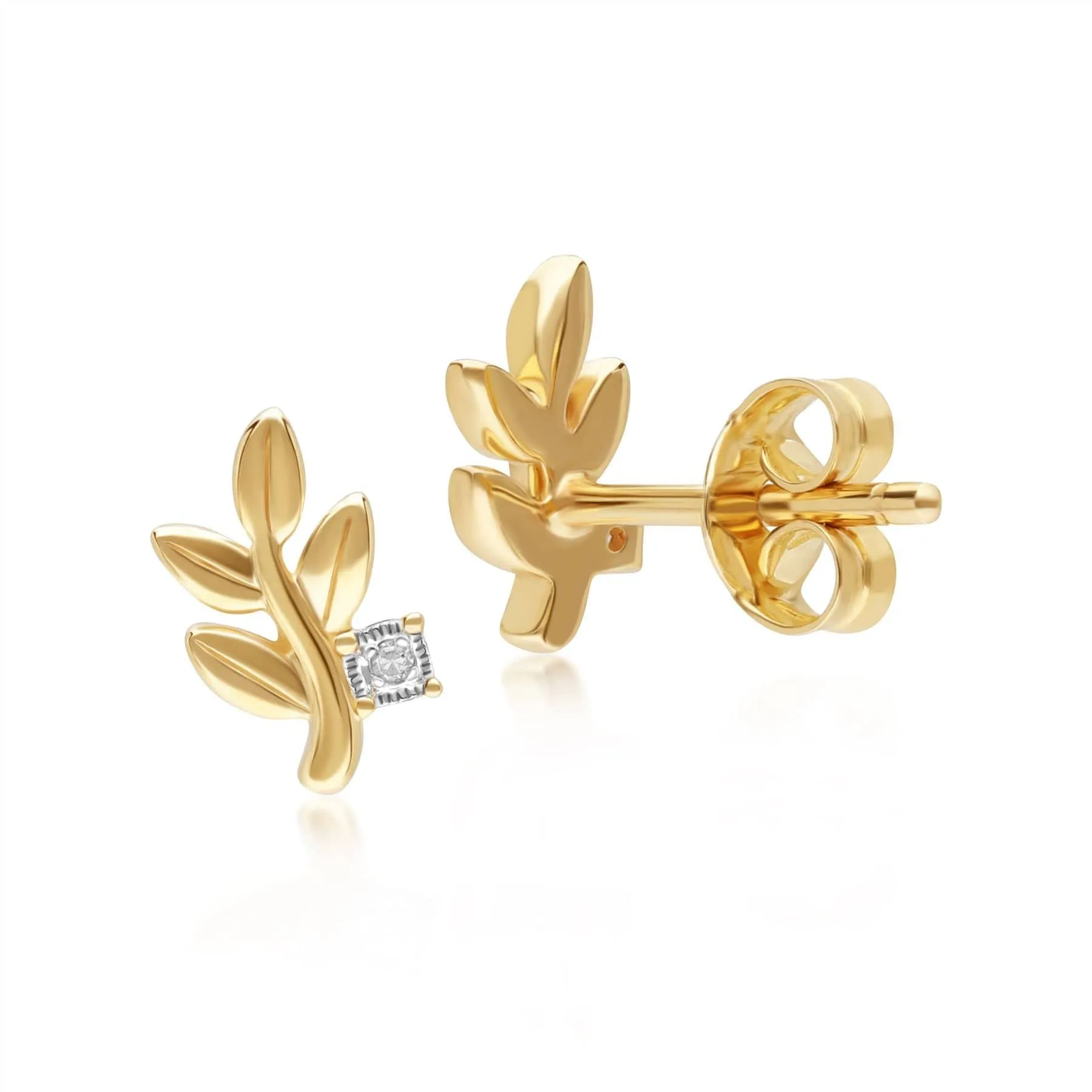 O leaf Diamond Stud Earrings In 9ct Yellow Gold sold by Gemondo Jewellery product image thumbnail 3