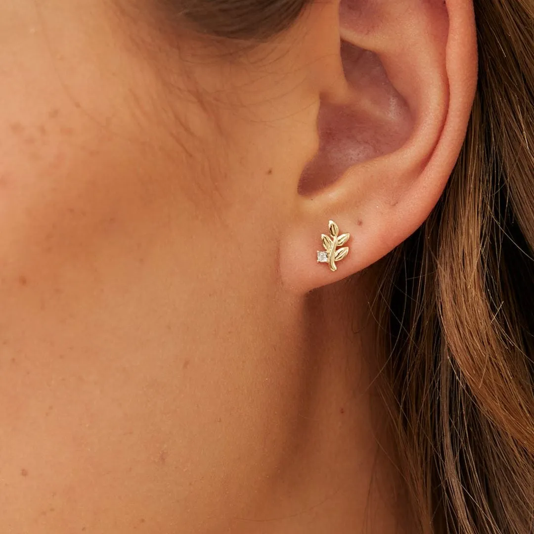 O leaf Diamond Stud Earrings In 9ct Yellow Gold sold by Gemondo Jewellery product image thumbnail 2