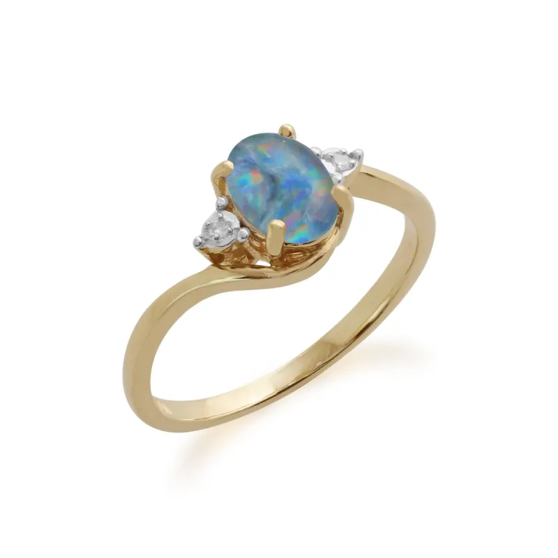 9ct Yellow Gold 0.68ct Triplet Opal & Diamond Ring sold by Gemondo Jewellery