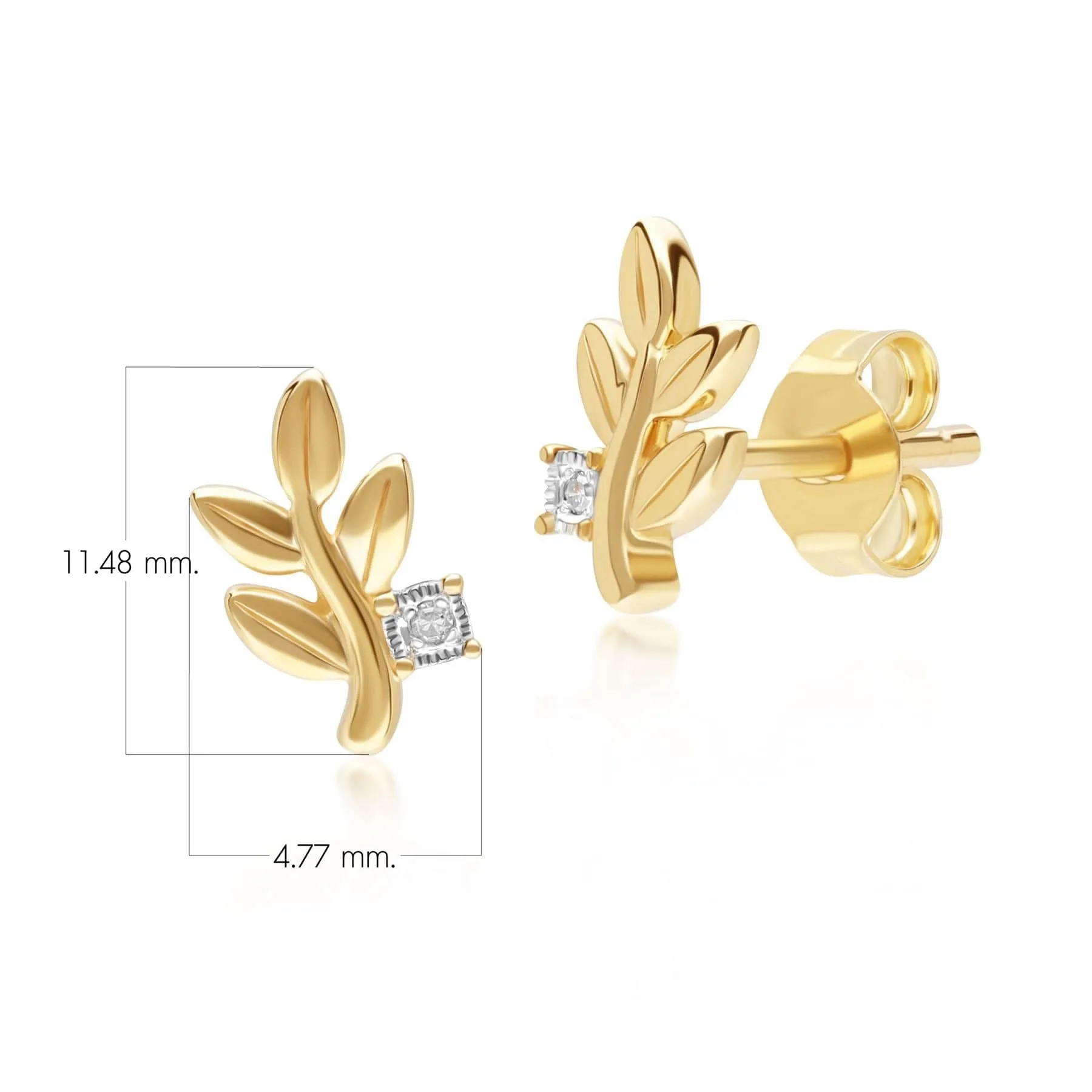 O leaf Diamond Stud Earrings In 9ct Yellow Gold sold by Gemondo Jewellery product image thumbnail 4
