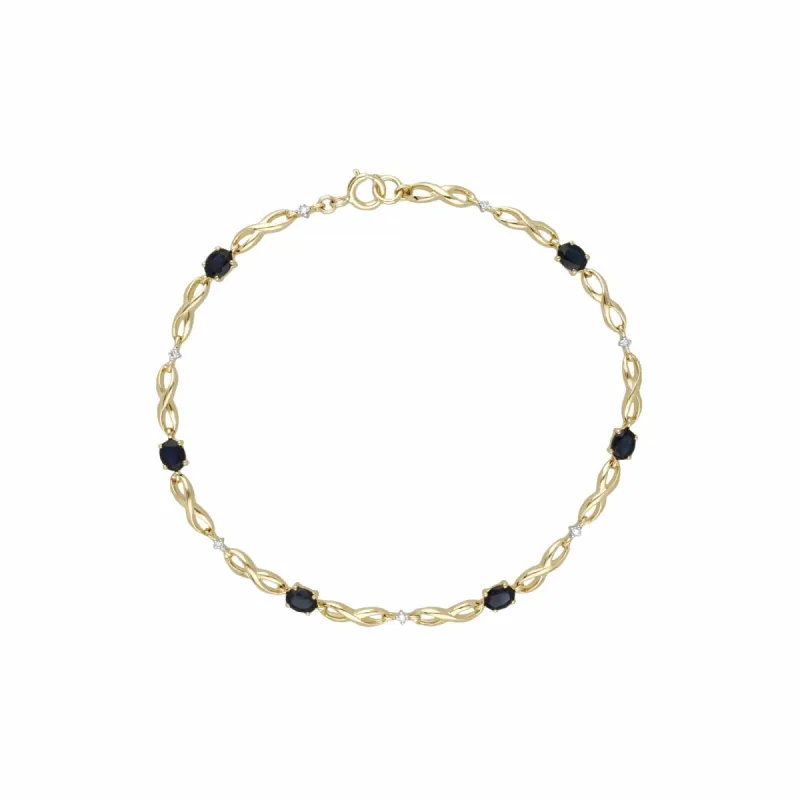 Infinity Luxe Blue Sapphire & Diamond Tennis Bracelet in 9ct Gold sold by Gemondo Jewellery