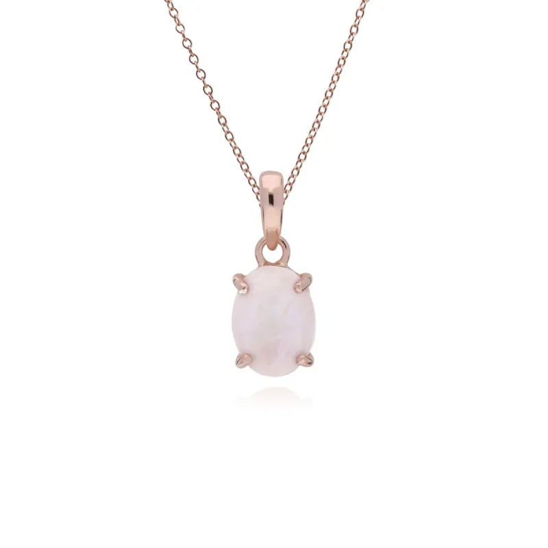 Gemondo Rose Gold Plated Sterling Silver Rose Quartz Oval 45cm Necklace sold by Gemondo Jewellery