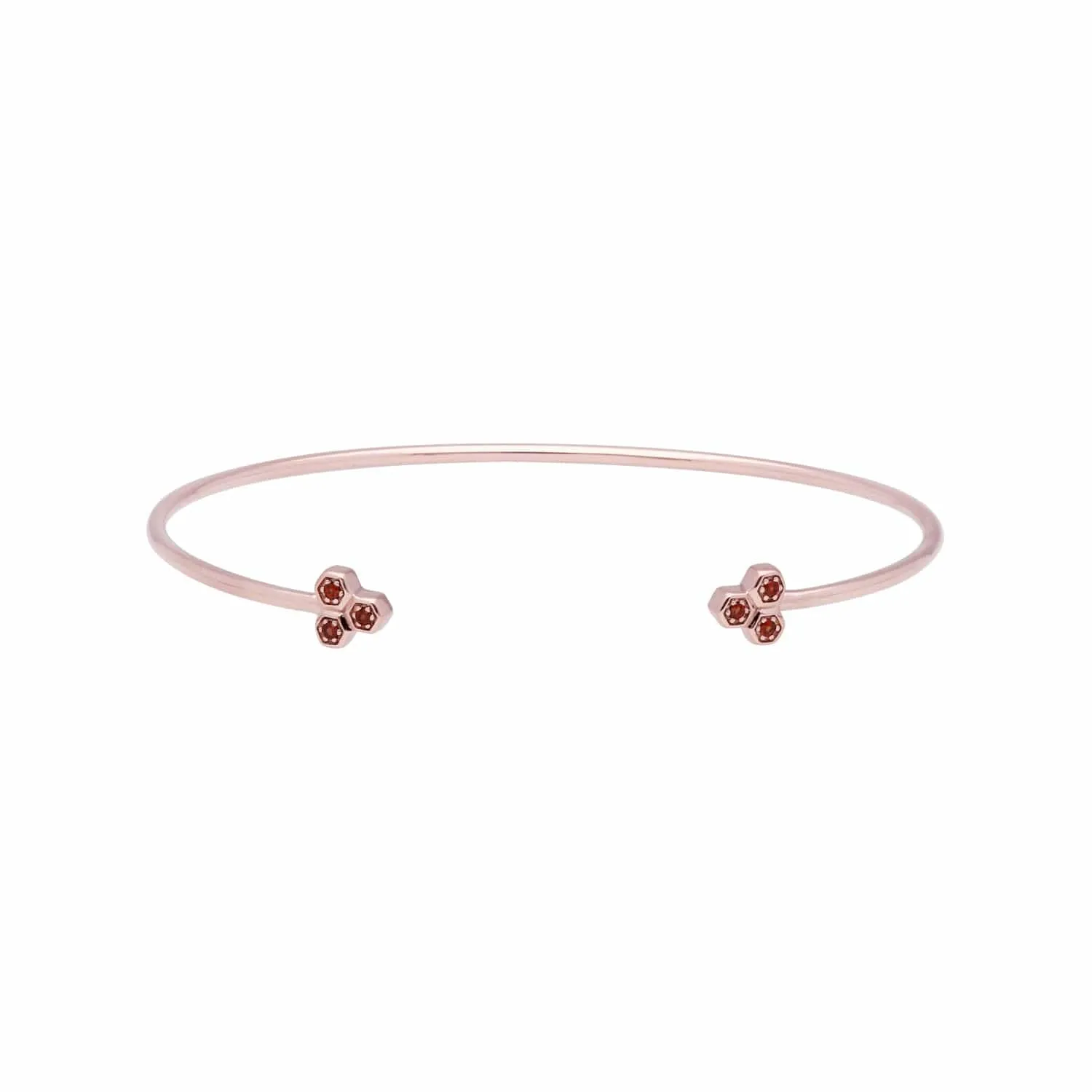 Garnet Trilogy Geometric Bangle in 9ct Rose Gold sold by Gemondo Jewellery