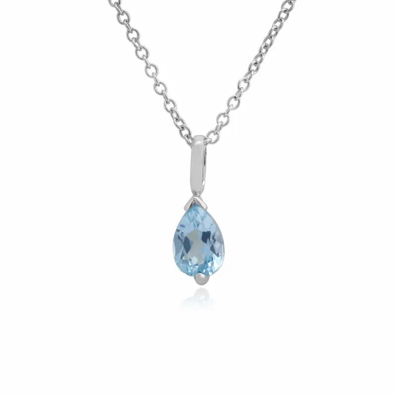 Classic Pear Blue Topaz Pendant in 9ct White Gold sold by Gemondo Jewellery