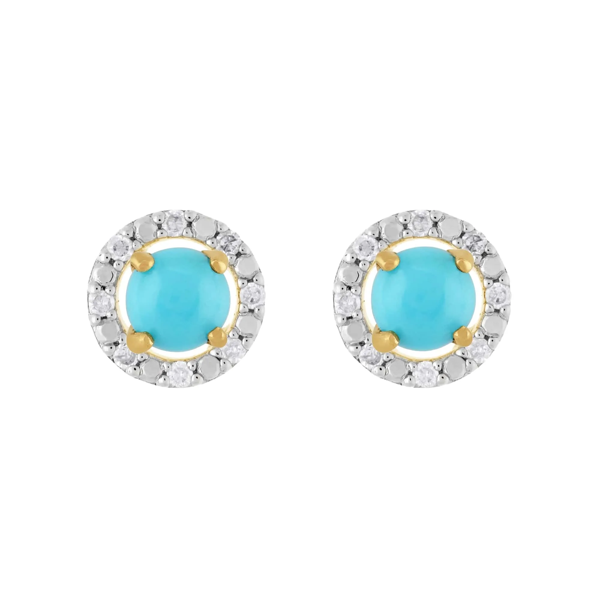 Classic Round Turquoise Stud Earrings with Detachable Diamond Round Earrings Jacket Set in 9ct Yellow Gold sold by Gemondo Jewellery