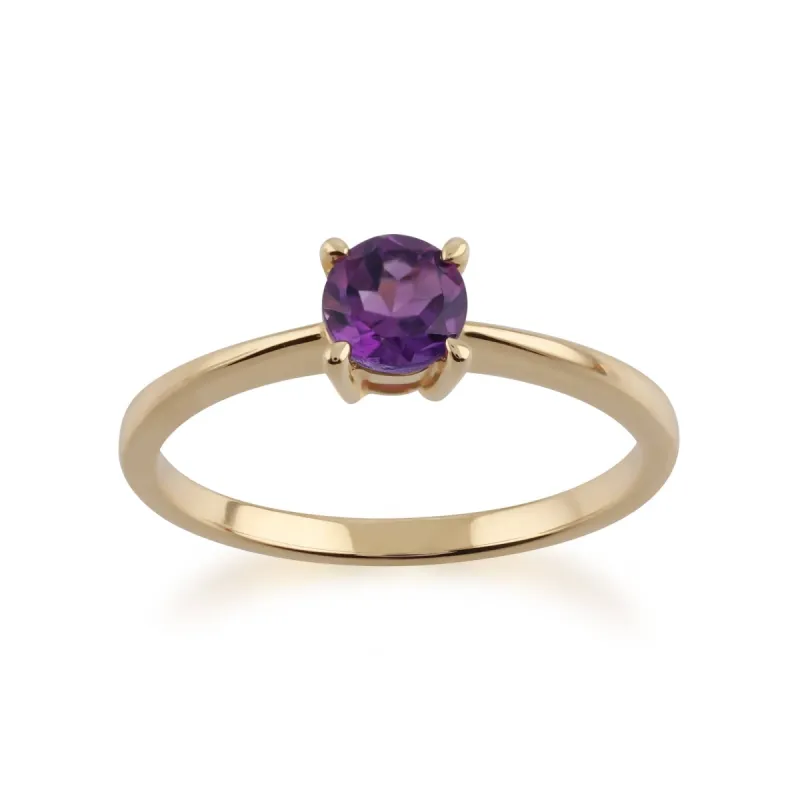 Gemondo 9ct Yellow Gold Amethyst Round Cut Single Stone Ring sold by Gemondo Jewellery
