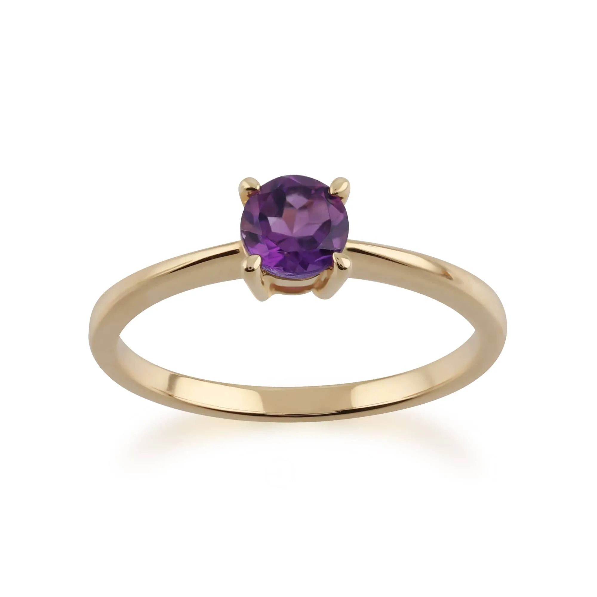 Gemondo 9ct Yellow Gold Amethyst Round Cut Single Stone Ring sold by Gemondo Jewellery