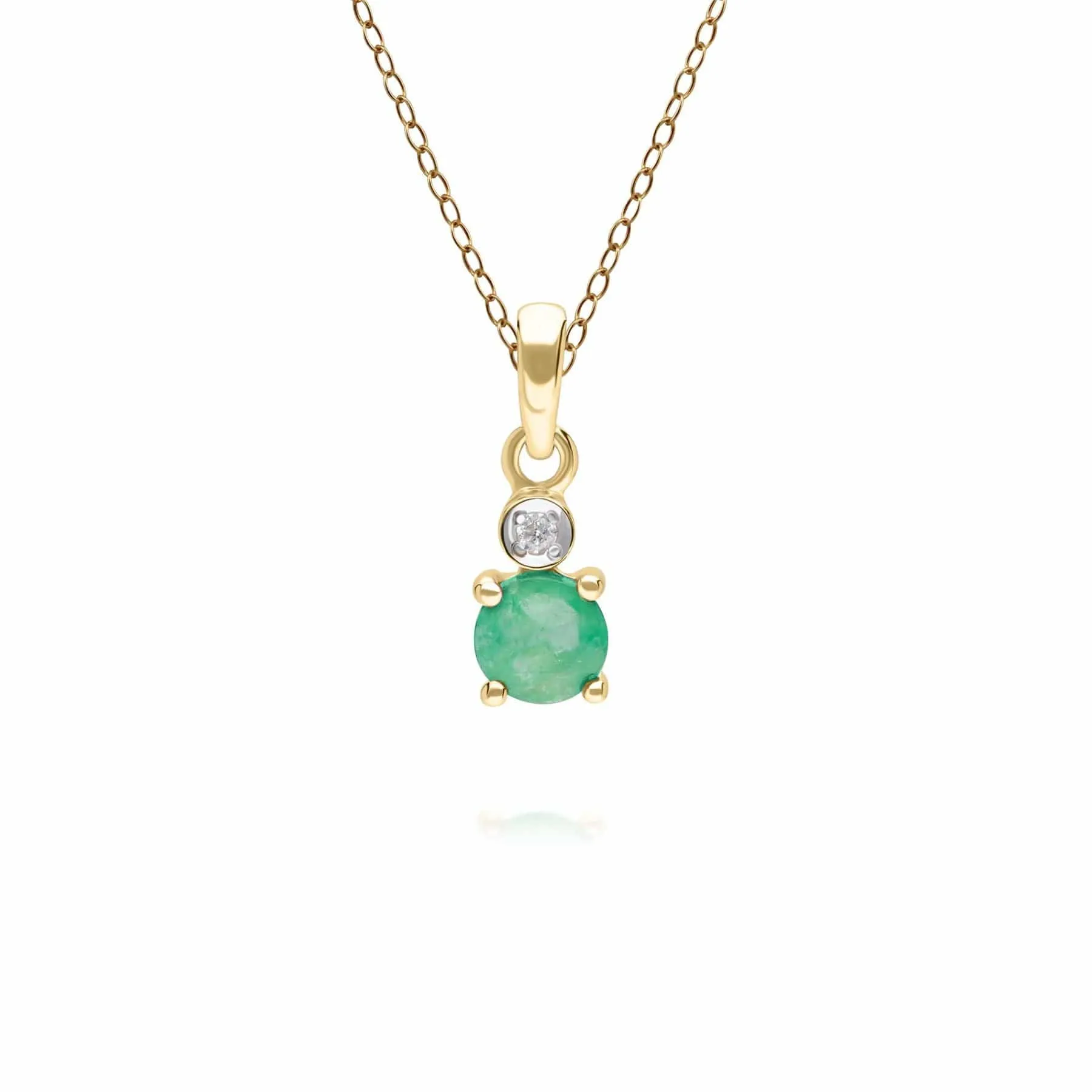 Micro Statement Round Emerald & Diamond Pendant in 9ct Yellow Gold sold by Gemondo Jewellery