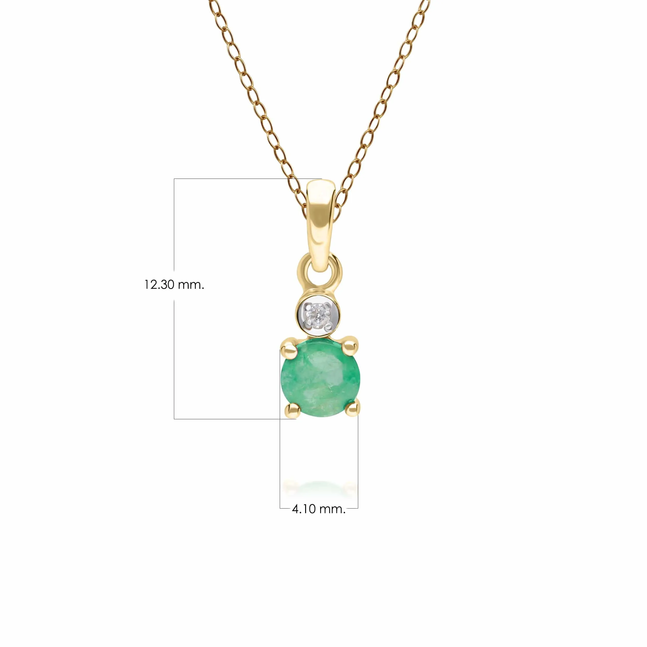 Micro Statement Round Emerald & Diamond Pendant in 9ct Yellow Gold sold by Gemondo Jewellery product image thumbnail 3