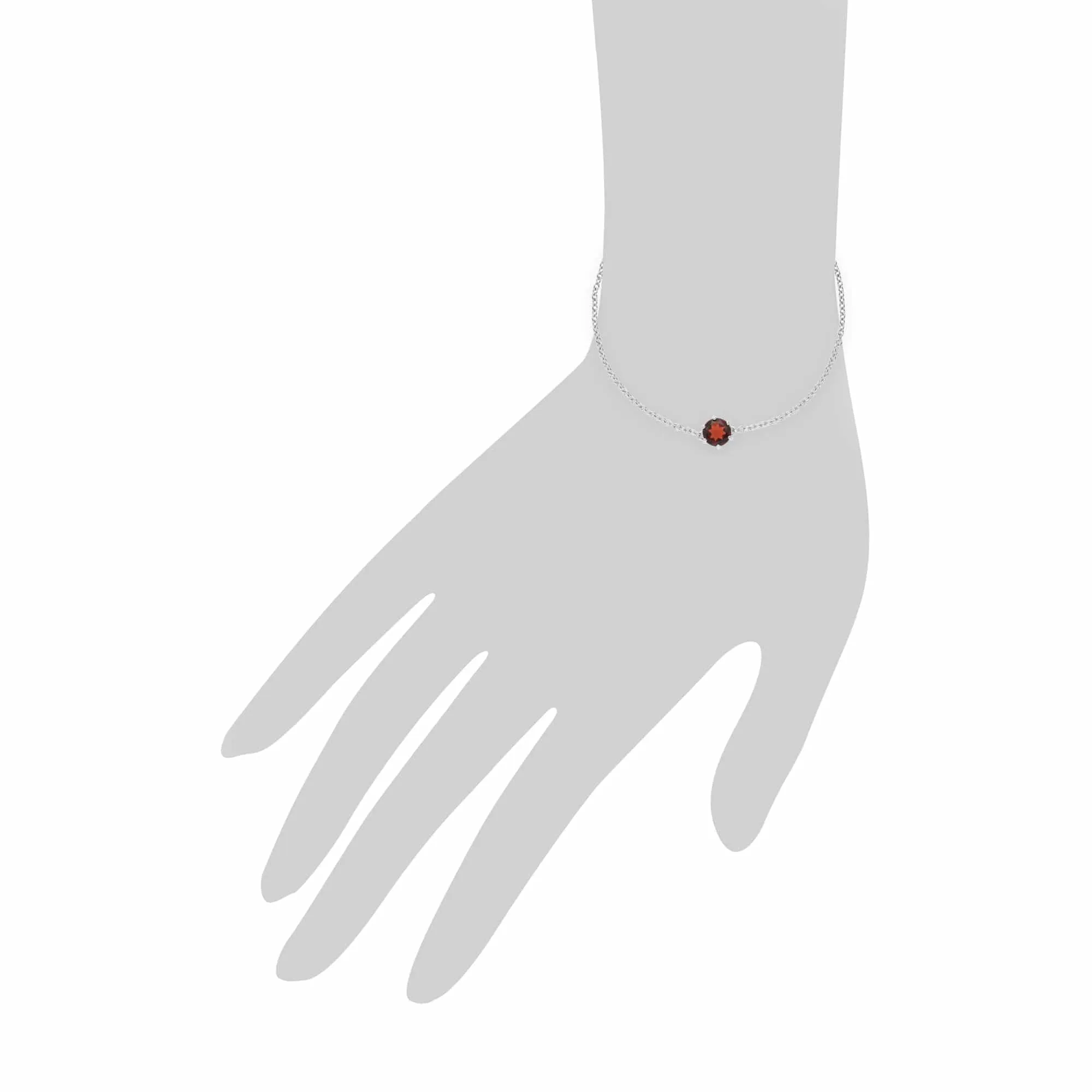 Classic Round Garnet 6 Claw Set Single Stone Bracelet in 925 Sterling Silver sold by Gemondo Jewellery product image thumbnail 3