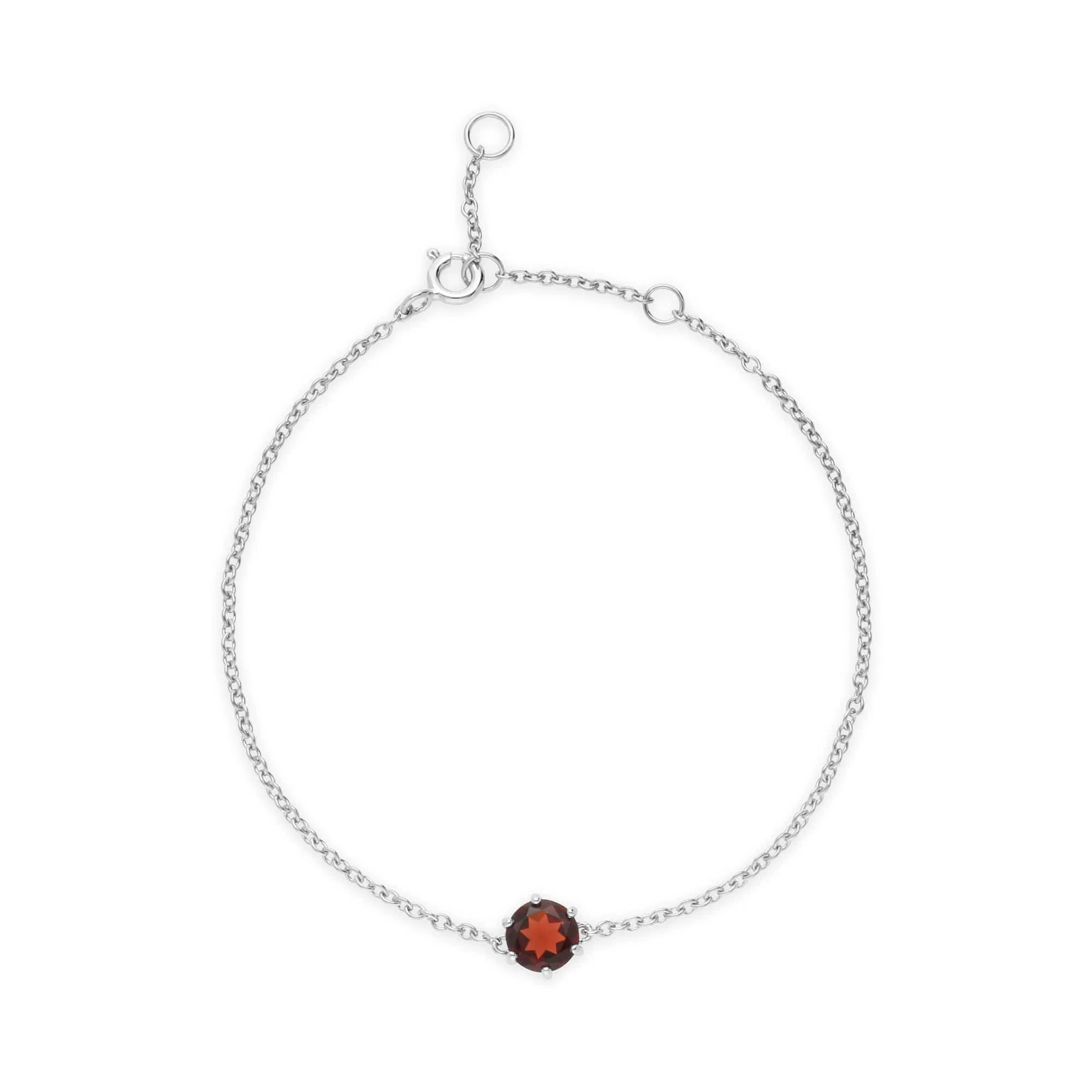 Classic Round Garnet 6 Claw Set Single Stone Bracelet in 925 Sterling Silver sold by Gemondo Jewellery