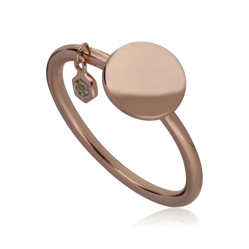 Peridot Engravable Ring in Rose Gold Plated Sterling Silver sold by Gemondo Jewellery