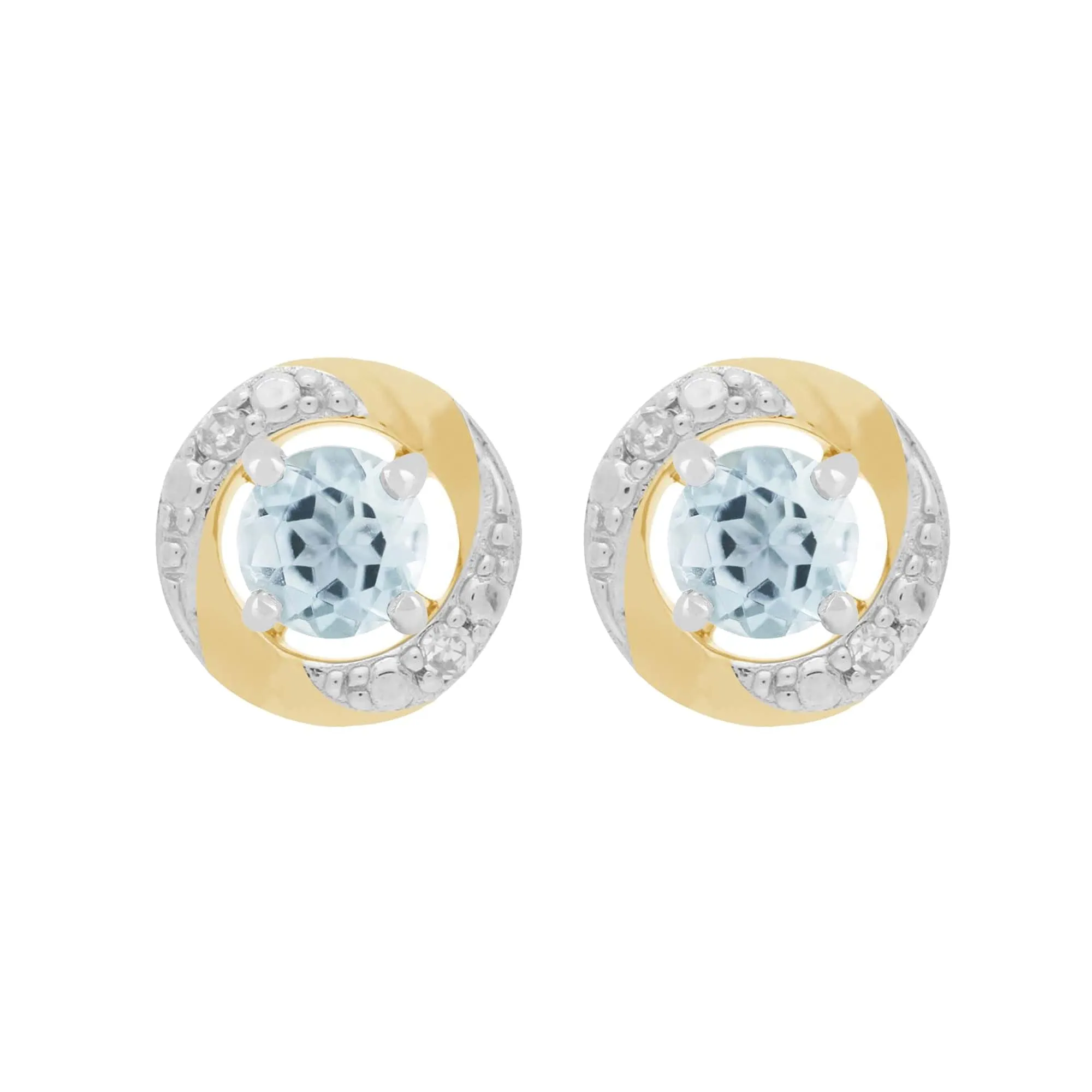 9ct White Gold Aquamarine Stud Earrings with Detachable Diamond Halo Ear Jacket in 9ct Yellow Gold sold by Gemondo Jewellery
