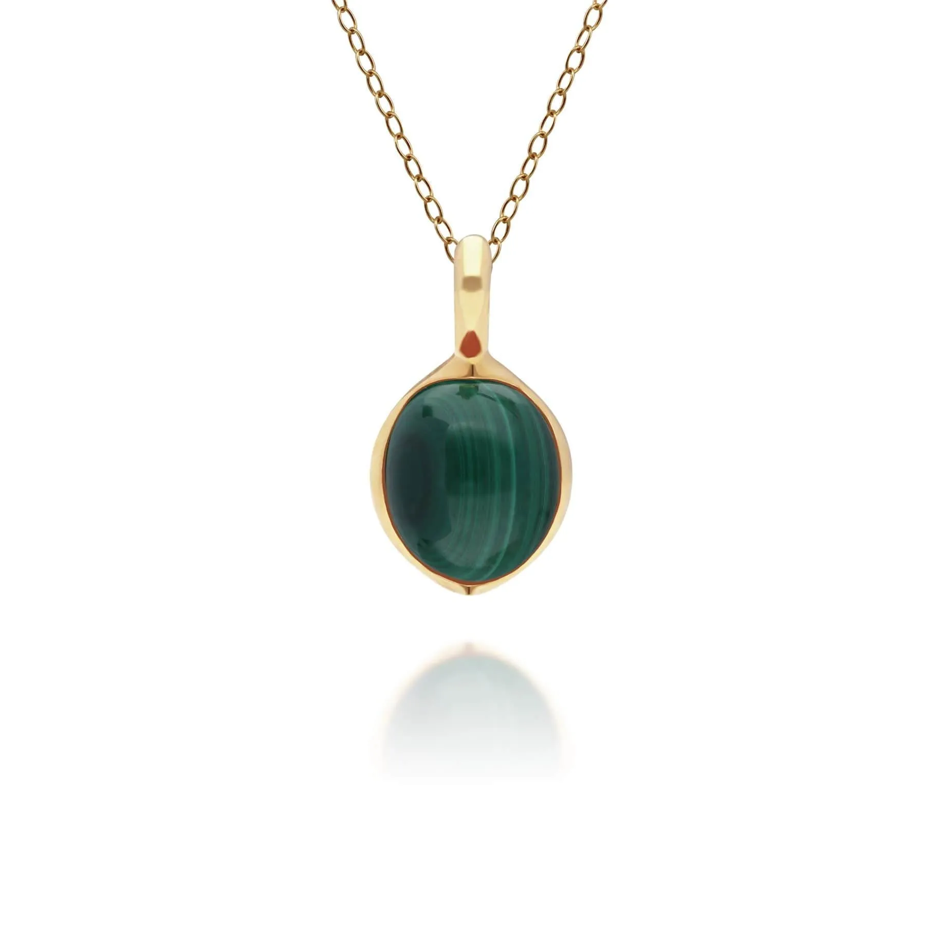 Irregular B Gem Malachite Pendant in Gold Plated Silver sold by Gemondo Jewellery