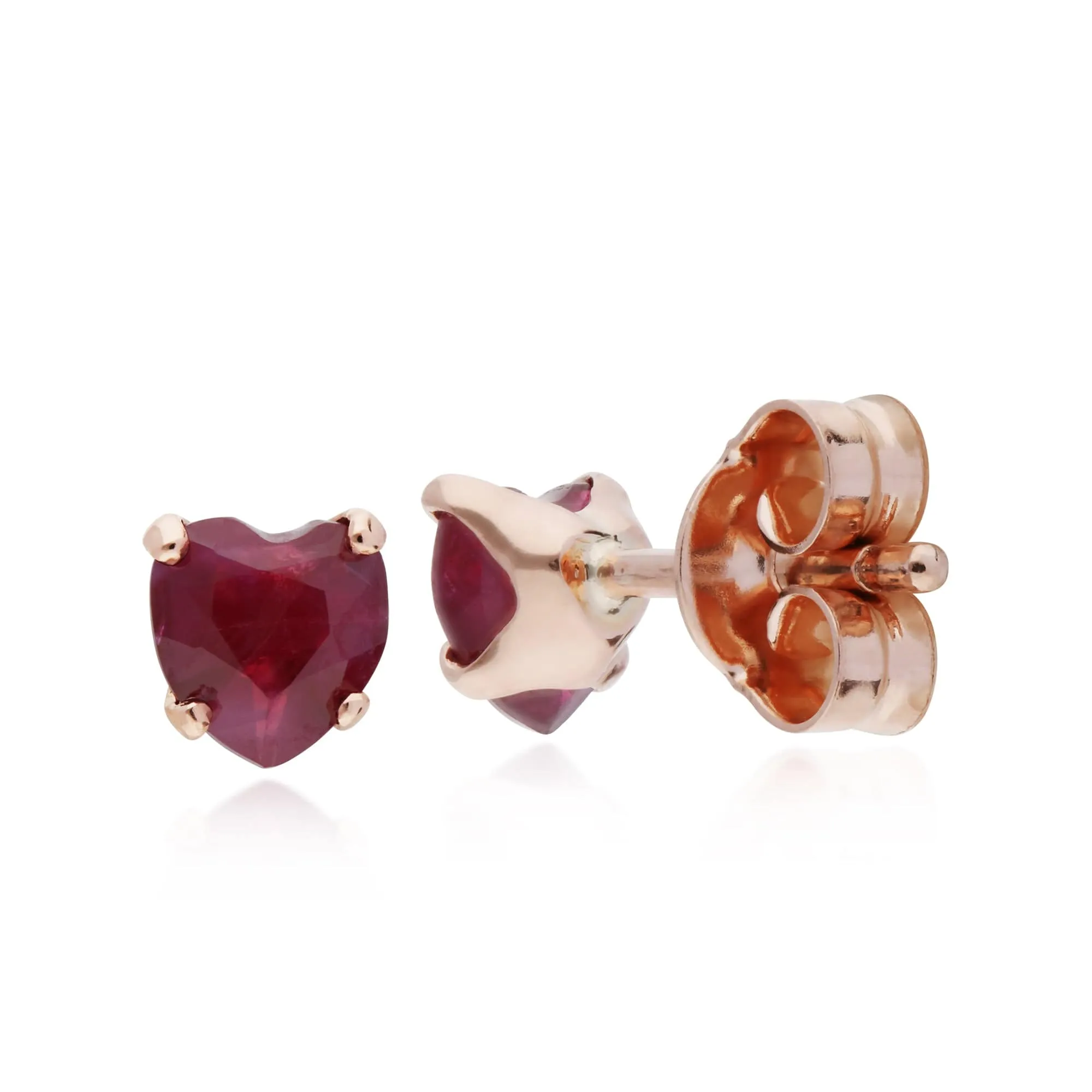 Petite Heart Ruby Stud Earrings in 9ct Rose Gold sold by Gemondo Jewellery product image thumbnail 2