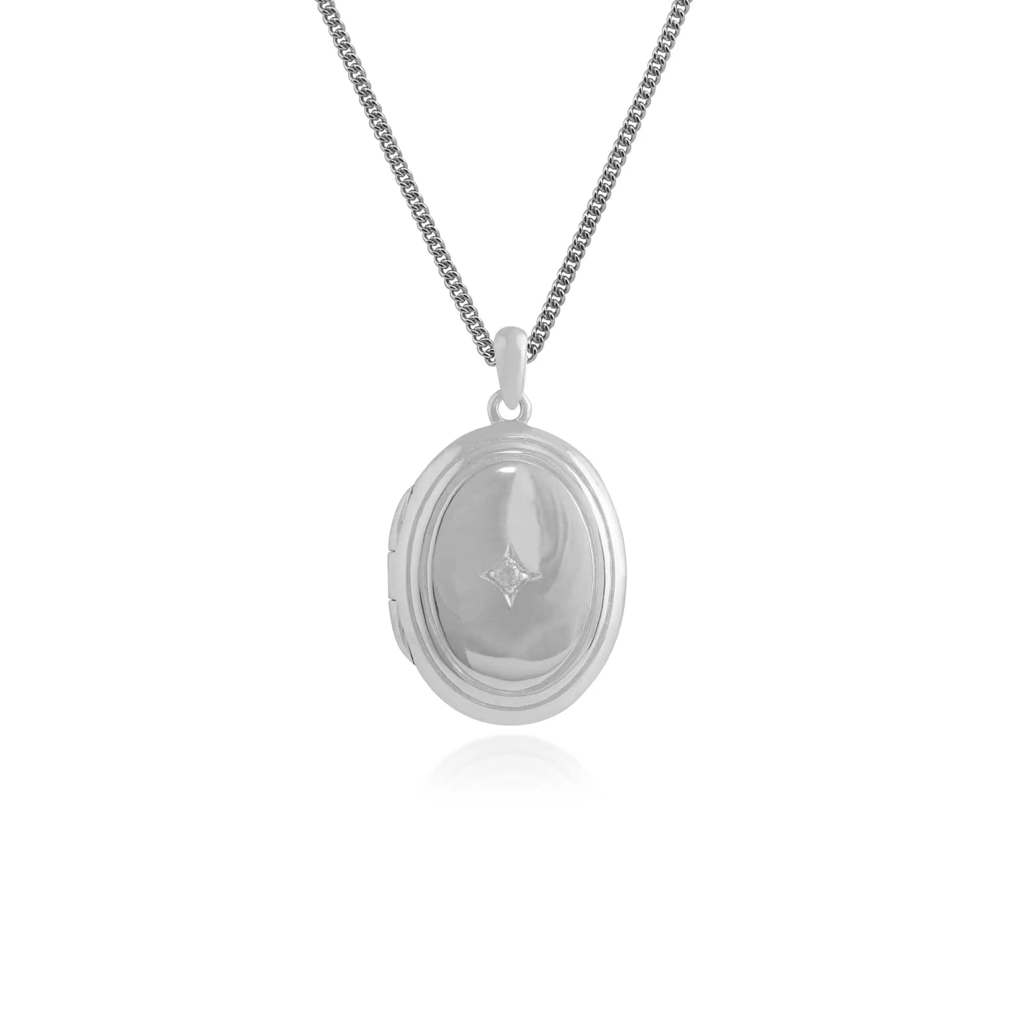 Gemondo 925 Sterling Silver 1pt Diamond Locket Pendant on 45cm Chain sold by Gemondo Jewellery