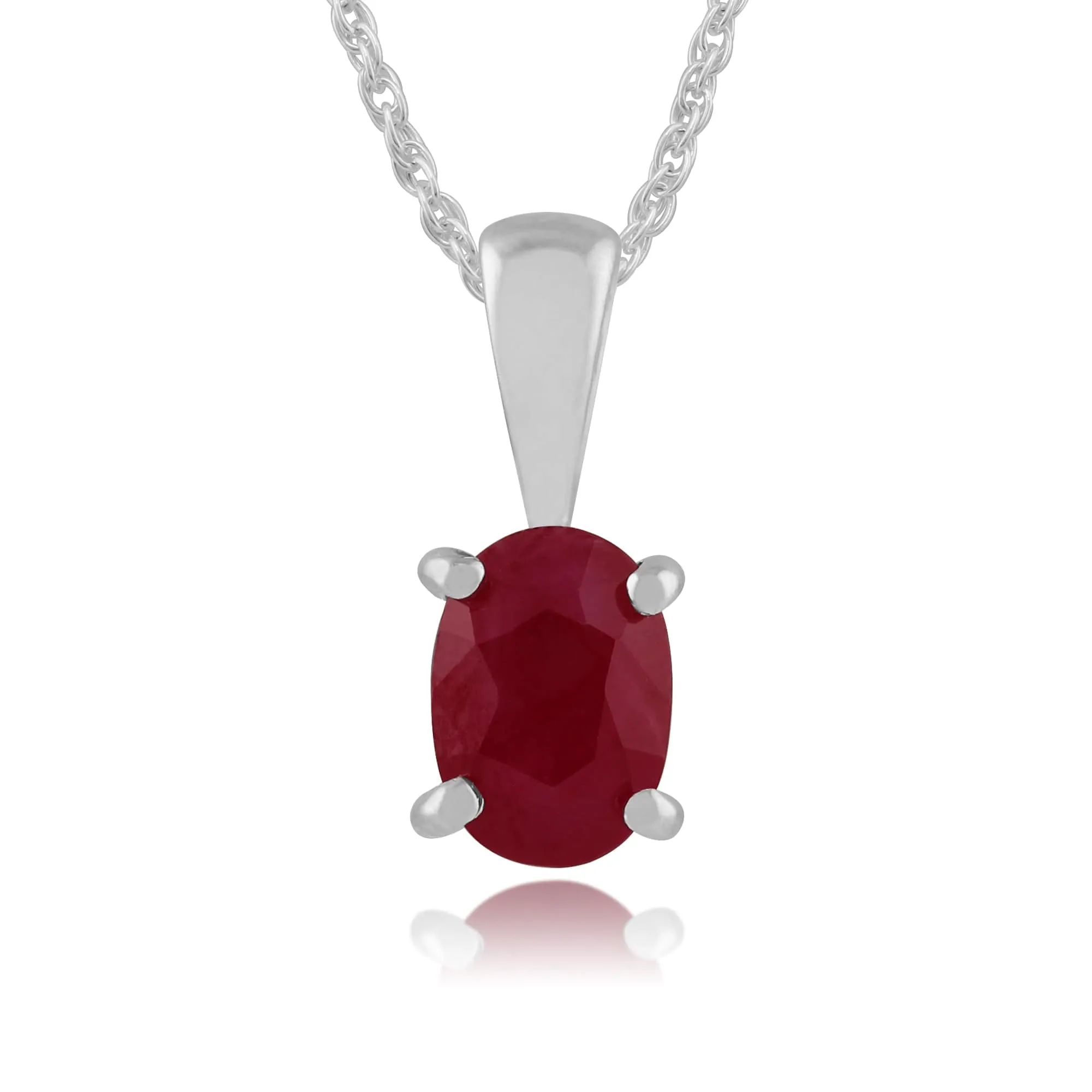 Classic Oval Ruby Single Stone Stud Earrings & Pendant Set in 9ct White Gold sold by Gemondo Jewellery product image thumbnail 4