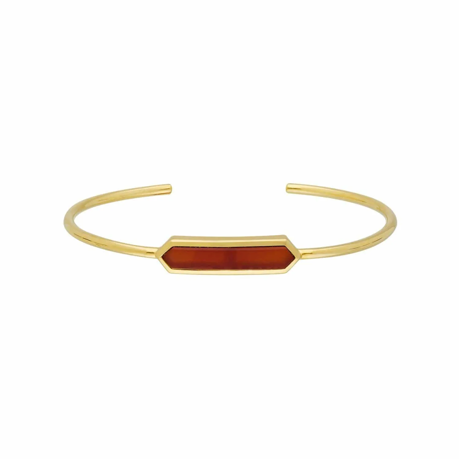 Geometric Prism Dyed Red Carnelian Bangle in Gold Plated Silver sold by Gemondo Jewellery