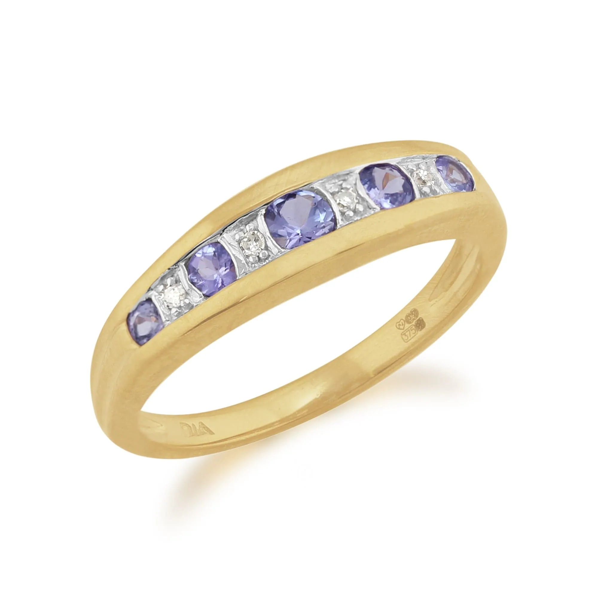 9ct Yellow Gold 0.34ct Tanzanite & Diamond Half Eternity Ring sold by Gemondo Jewellery product image thumbnail 2