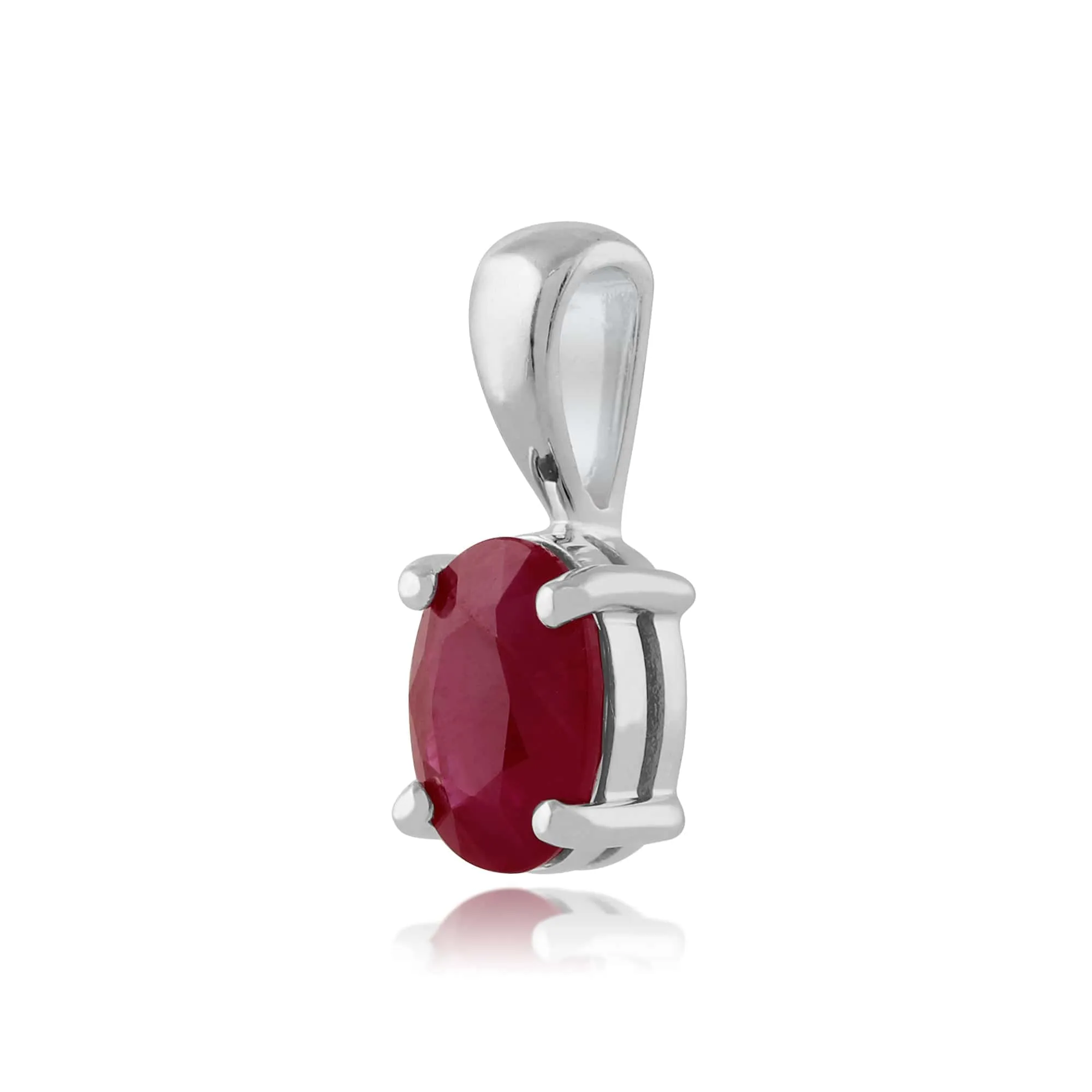 Classic Oval Ruby Single Stone Stud Earrings & Pendant Set in 9ct White Gold sold by Gemondo Jewellery product image thumbnail 5