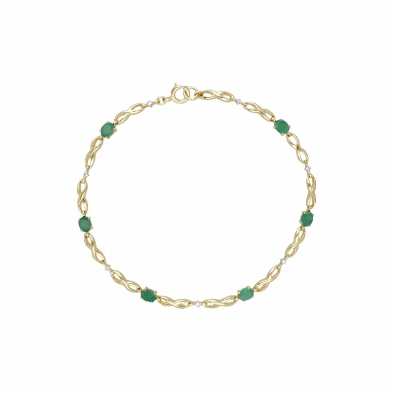 Infinity Luxe Emerald & Diamond Tennis Bracelet in 9ct Gold sold by Gemondo Jewellery