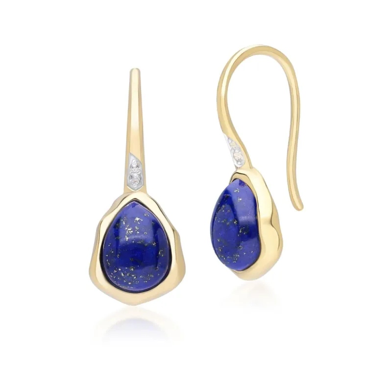 Irregular Lapis Lazuli & Topaz  Drop Earrings In 18ct Gold Plated SterlIng Silver sold by Gemondo Jewellery
