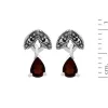 Art Nouveau Style Pear Garnet & Marcasite Drop Earrings in 925 Sterling Silver sold by Gemondo Jewellery