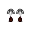 Art Nouveau Style Pear Garnet & Marcasite Drop Earrings in 925 Sterling Silver sold by Gemondo Jewellery