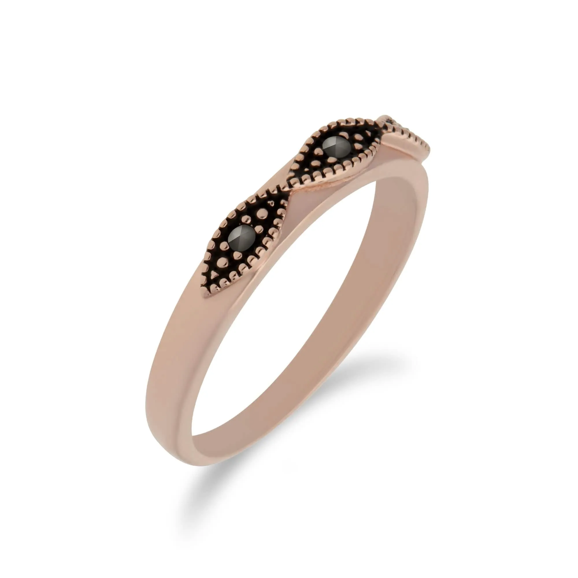 Rose Gold Plated Silver Marcasite Twist Design Ring sold by Gemondo Jewellery product image thumbnail 2