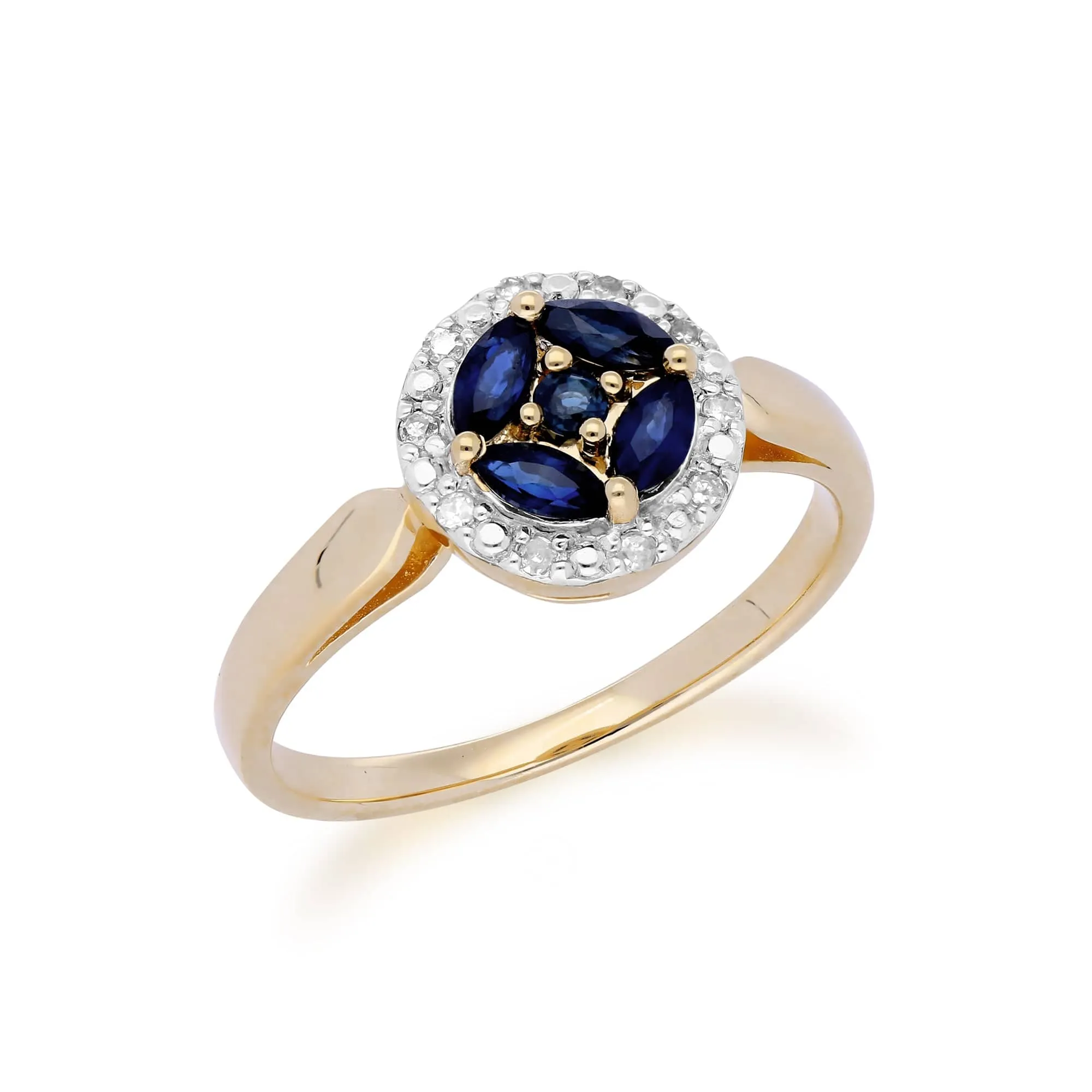 Gemondo 9ct Yellow Gold Sapphire Cluster and Diamond Halo Ring sold by Gemondo Jewellery product image thumbnail 2