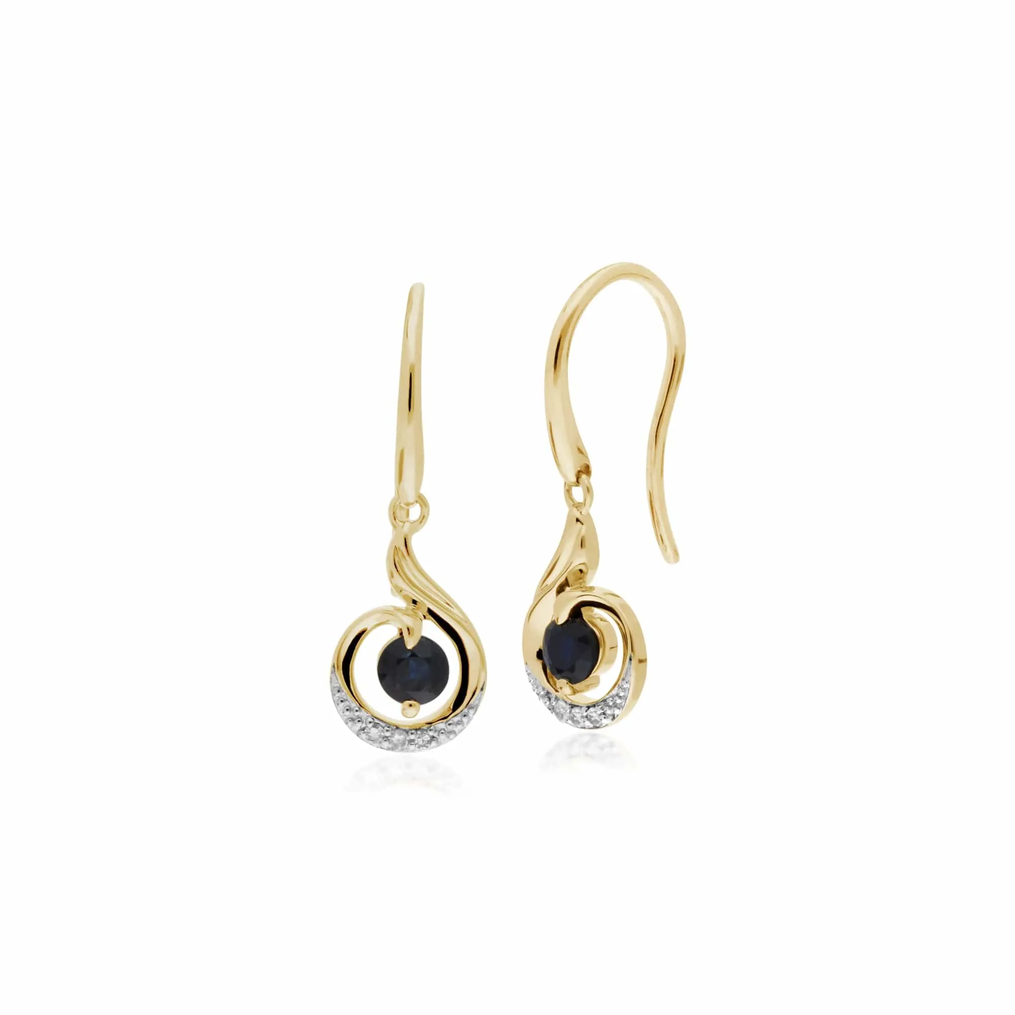 Gemondo 9ct Yellow Gold Sapphire & Diamond Spiral Drop Earrings sold by Gemondo Jewellery
