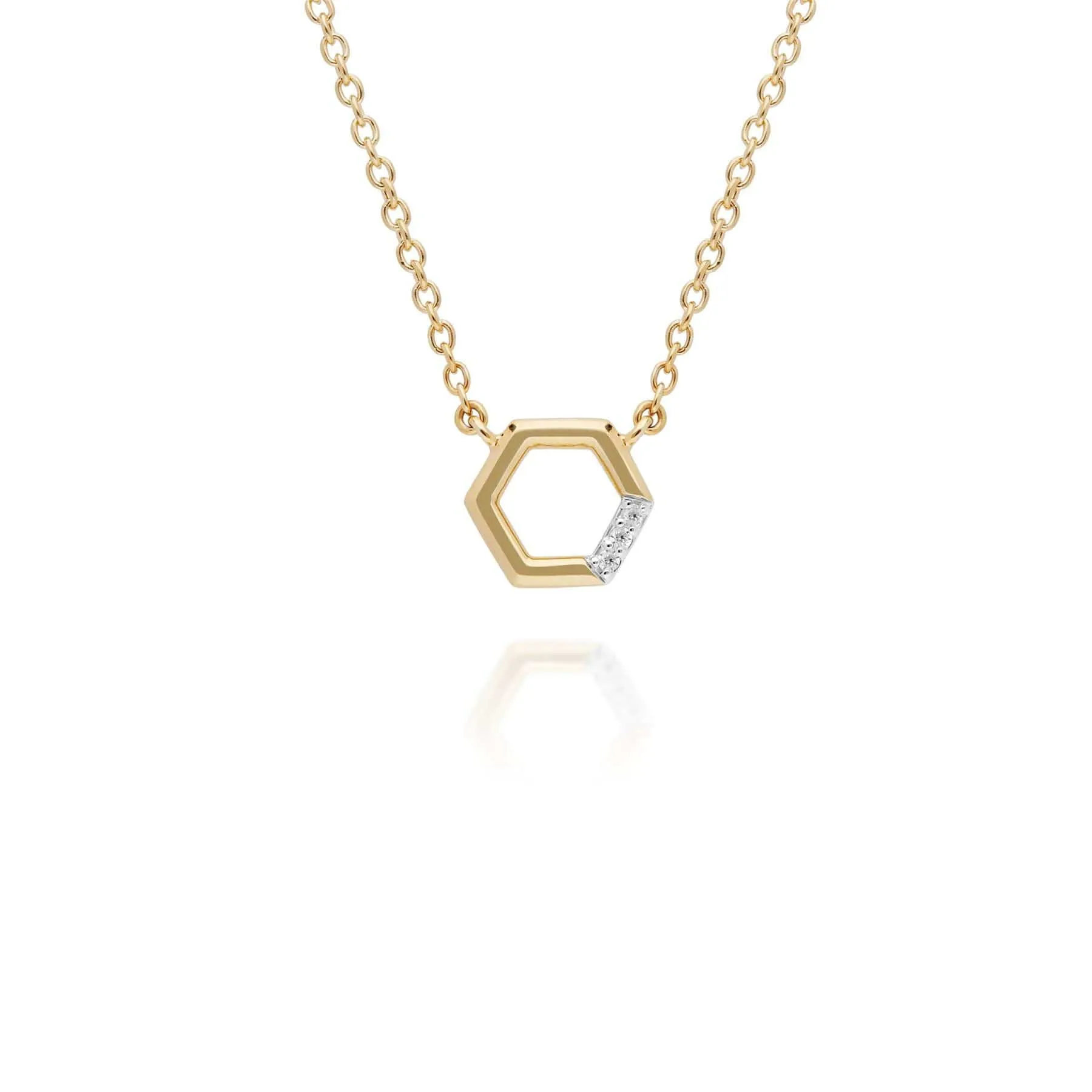 Diamond Pave Hexagon Necklace & Ring Set in 9ct Yellow Gold sold by Gemondo Jewellery product image thumbnail 2