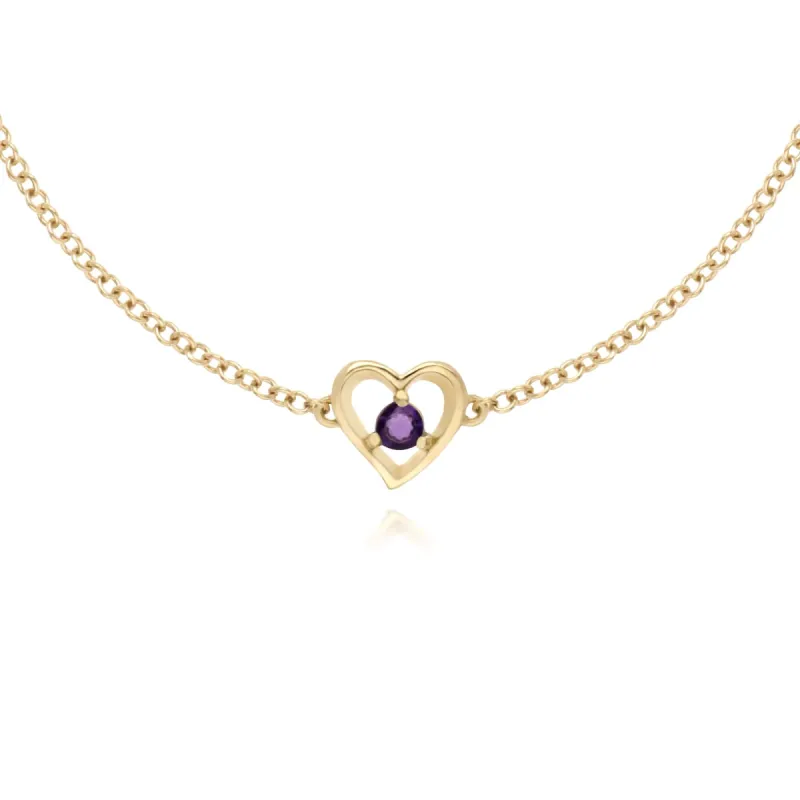 Gemondo 9ct Yellow Gold Amethyst Round Single Stone Heart 19cm Bracelet sold by Gemondo Jewellery