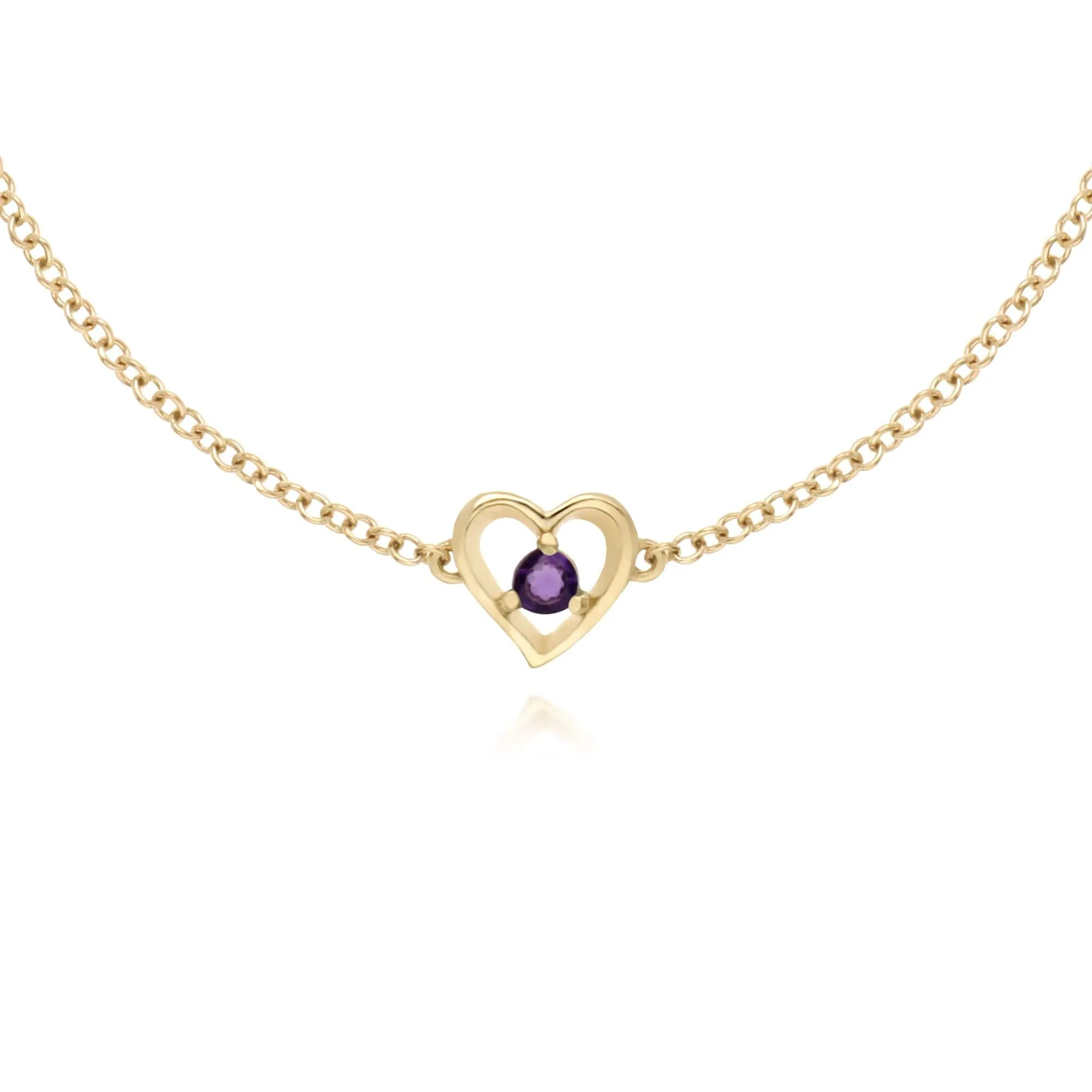 Gemondo 9ct Yellow Gold Amethyst Round Single Stone Heart 19cm Bracelet sold by Gemondo Jewellery