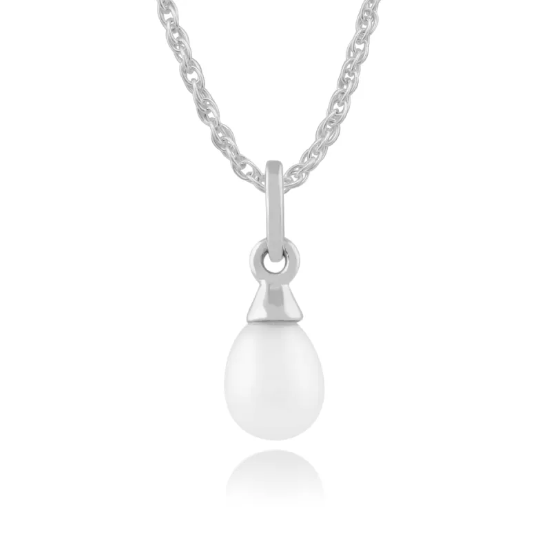 Classic Freshwater Pearl Pendant in 9ct White Gold sold by Gemondo Jewellery