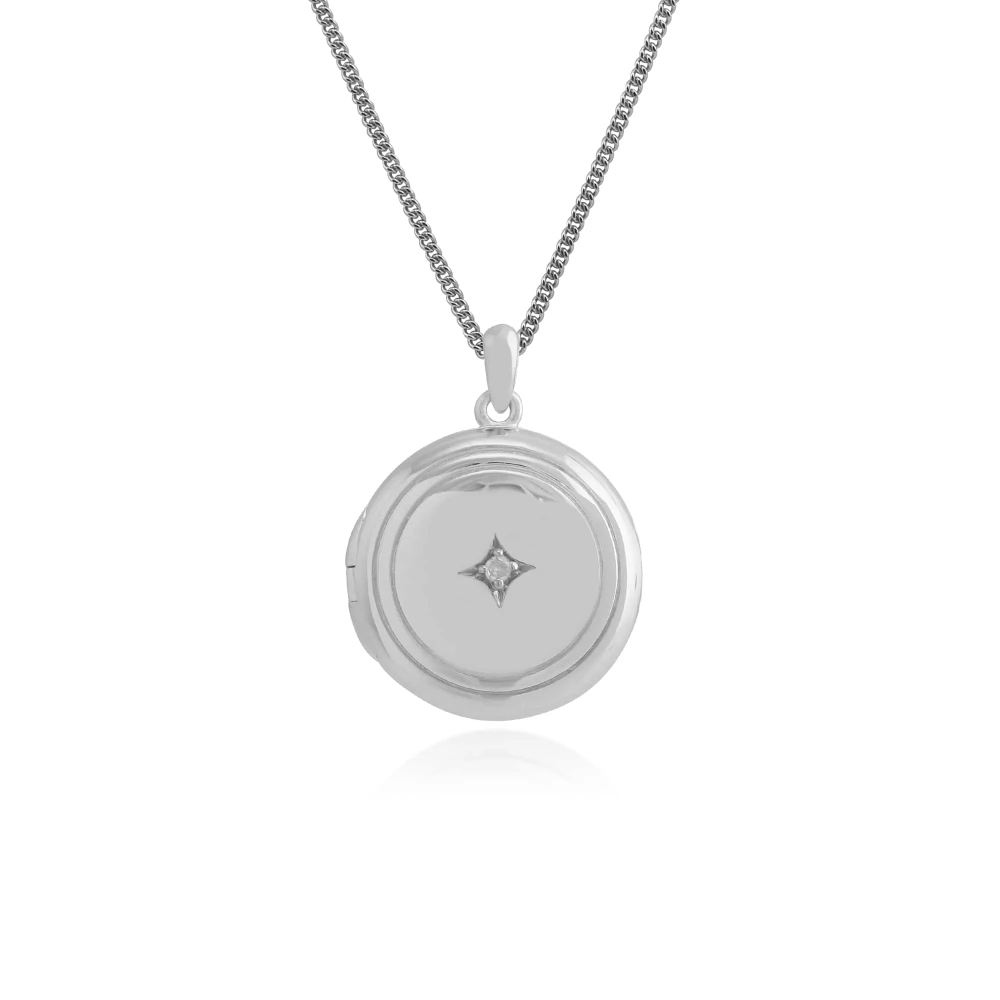 Gemondo 925 Sterling Silver 1pt Diamond Round Locket Pendant on 45cm Chain sold by Gemondo Jewellery