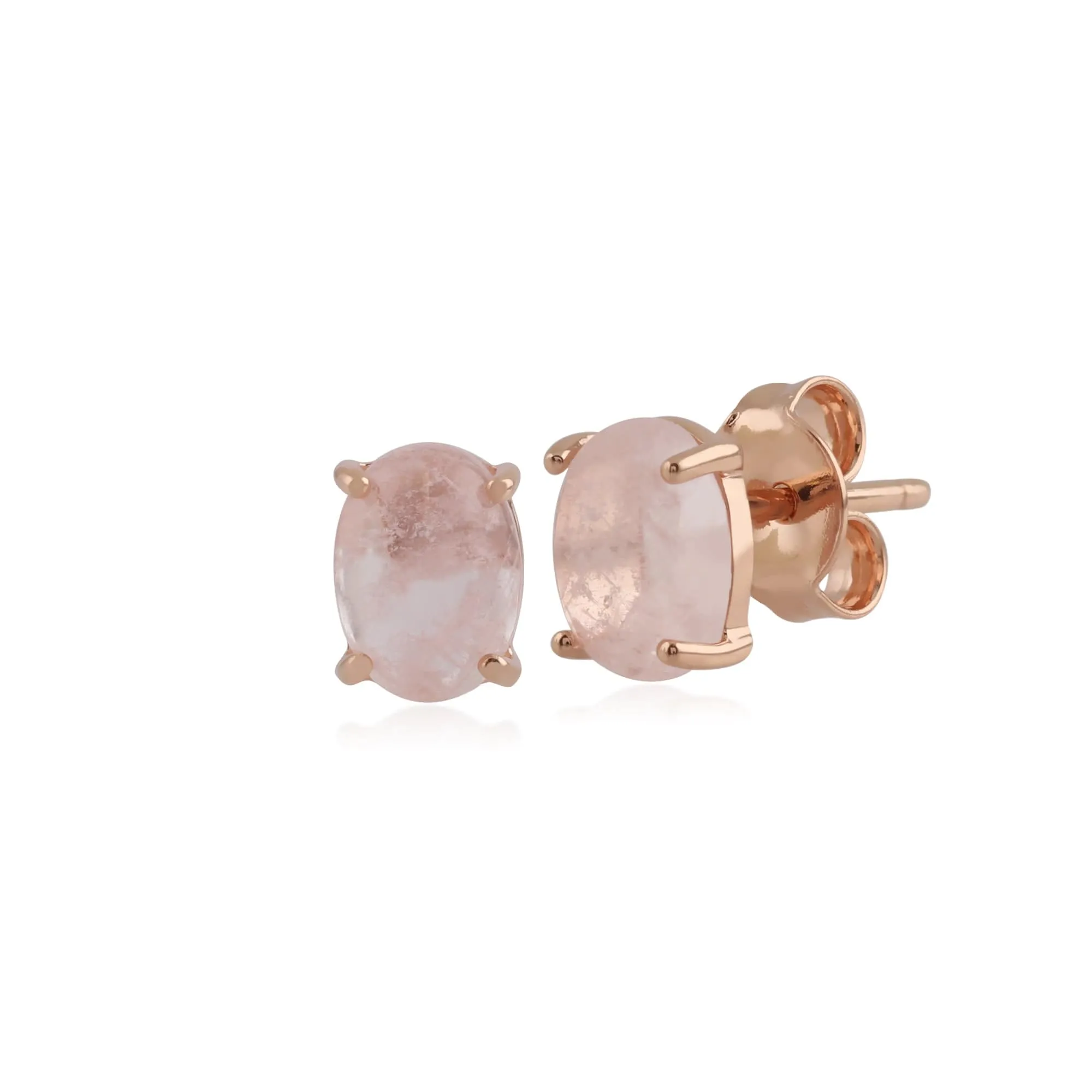 Classic Oval Milky Morganite Stud Earring in Rose Gold Plated Silver sold by Gemondo Jewellery