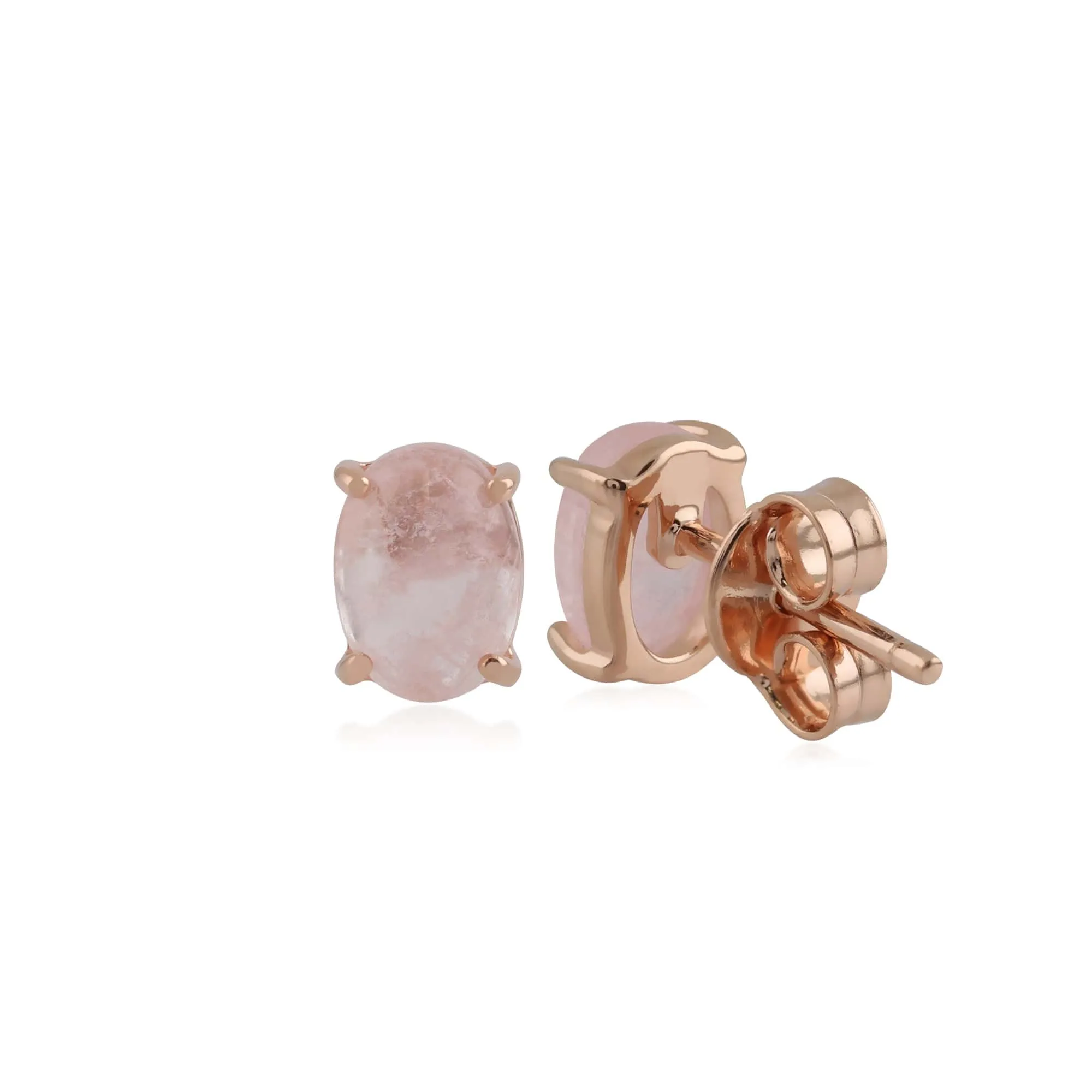 Classic Oval Milky Morganite Stud Earring in Rose Gold Plated Silver sold by Gemondo Jewellery product image thumbnail 2