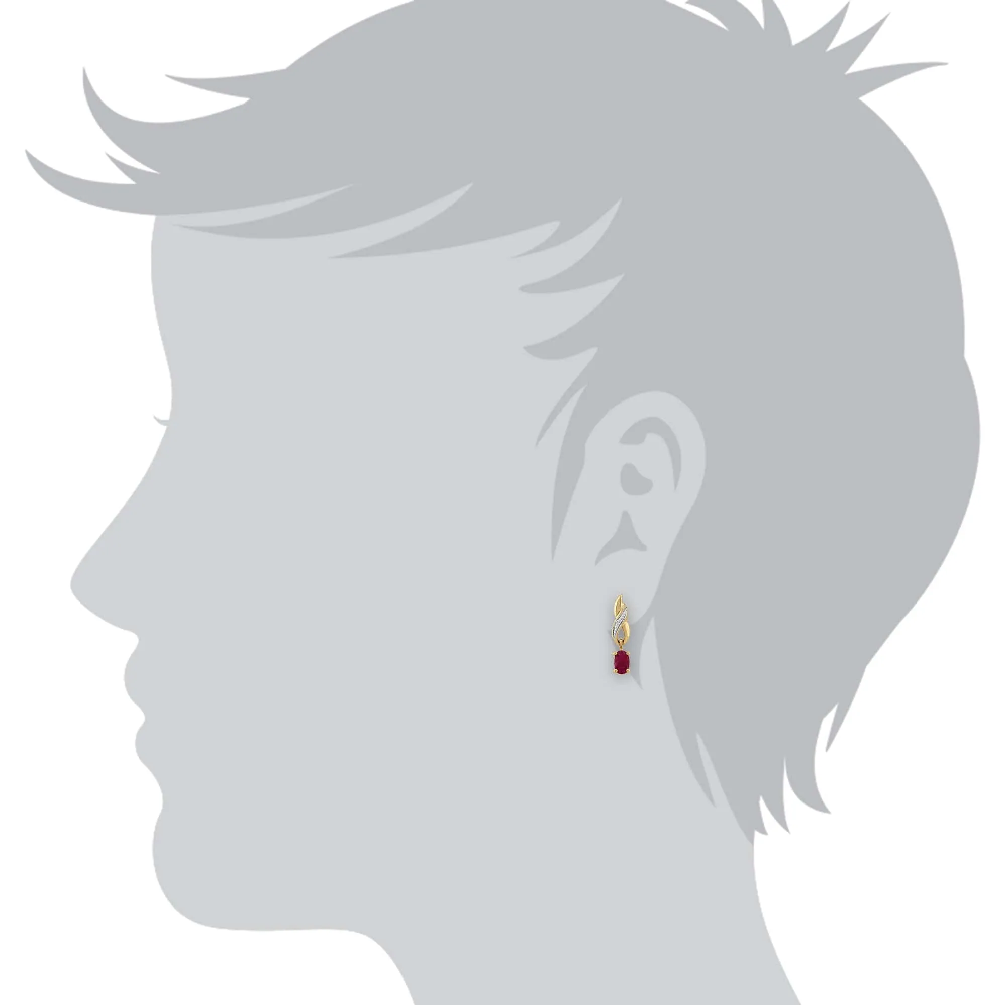 Classic Oval Ruby & Diamond Twist Drop Earrings & Pendant Set in 9ct Yellow Gold sold by Gemondo Jewellery product image thumbnail 3