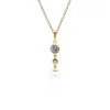 Modern Pearl, Aquamarine & Topaz Drop Pendant in Gold Plated Silver sold by Gemondo Jewellery