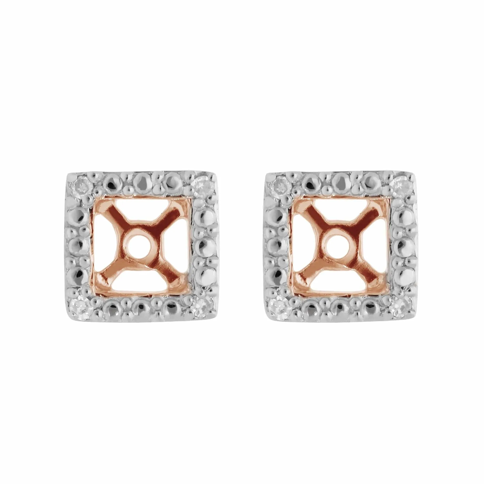 Classic Round Amethyst Stud Earrings with Detachable Diamond Square Ear Jacket in 9ct Rose Gold sold by Gemondo Jewellery product image thumbnail 3