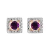 Classic Round Amethyst Stud Earrings with Detachable Diamond Square Ear Jacket in 9ct Rose Gold sold by Gemondo Jewellery