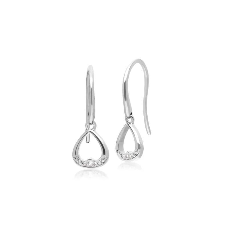 Gemondo 9ct White Gold Diamond Heart Drop Earrings sold by Gemondo Jewellery