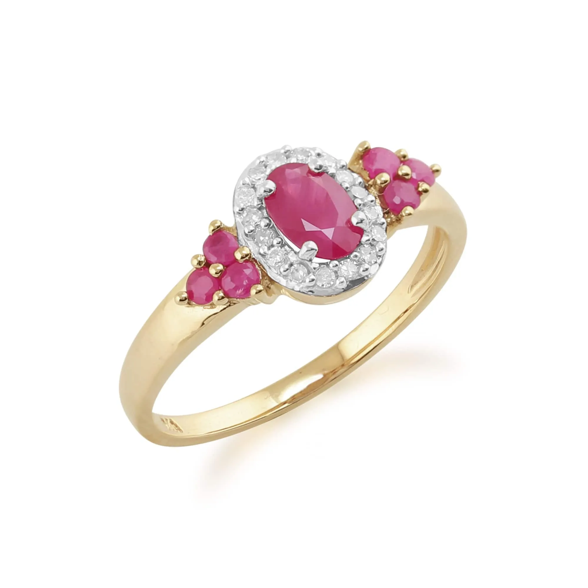 9ct Yellow Gold 0.88ct Natural Ruby & Diamond Cluster Style Ring sold by Gemondo Jewellery product image thumbnail 2