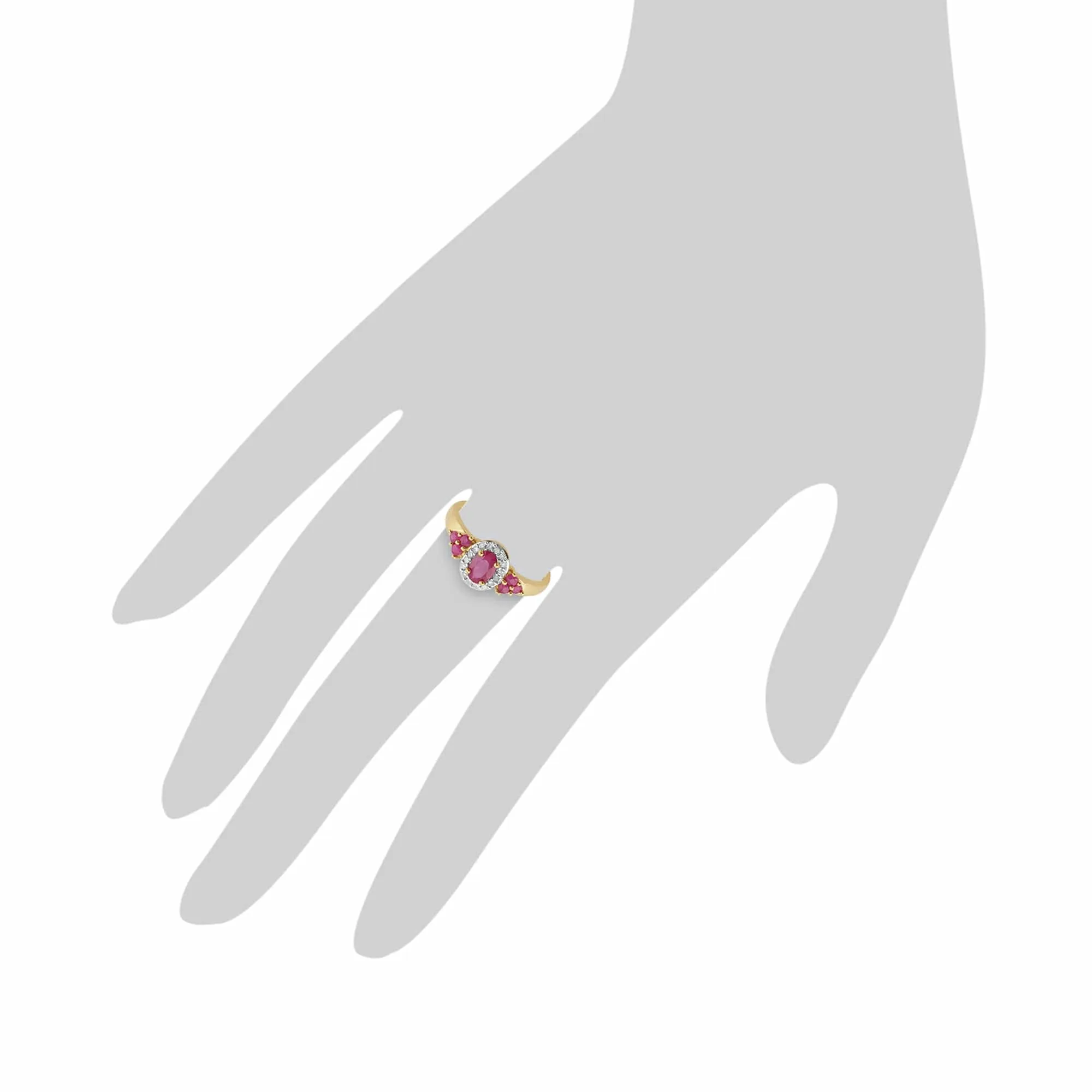 9ct Yellow Gold 0.88ct Natural Ruby & Diamond Cluster Style Ring sold by Gemondo Jewellery product image thumbnail 3